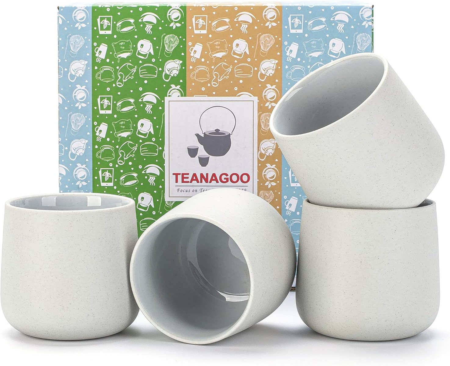 Japanische Teetassen Hellgrau 4er Set