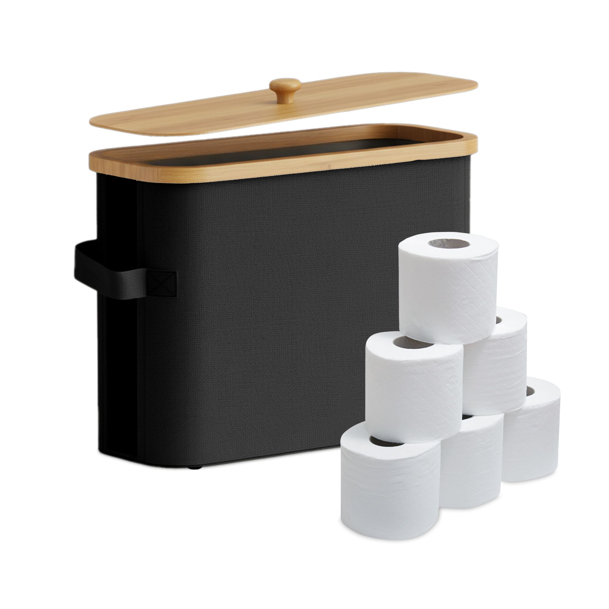 Toilettenpapier Aufbewahrung 12 Rollen Hellbraun-Schwarz