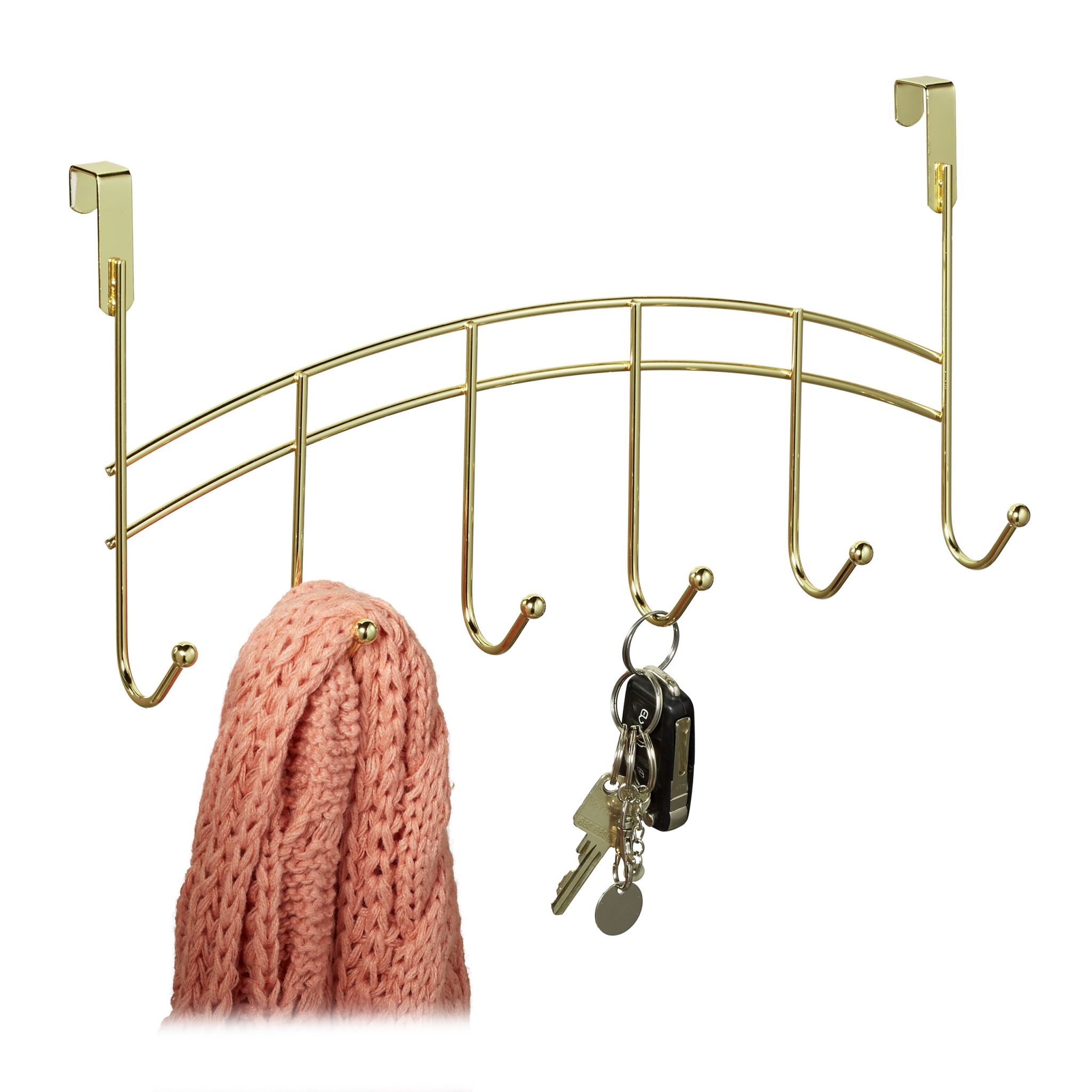 Türgarderobe zum Einhängen 6 Haken Gold