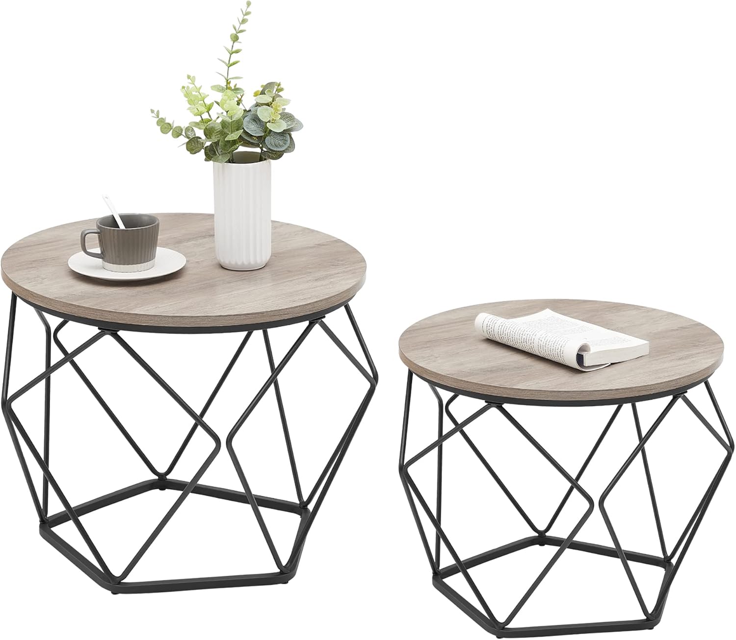 Beistelltisch-Set 2-teilig Industrial Grau Stahl