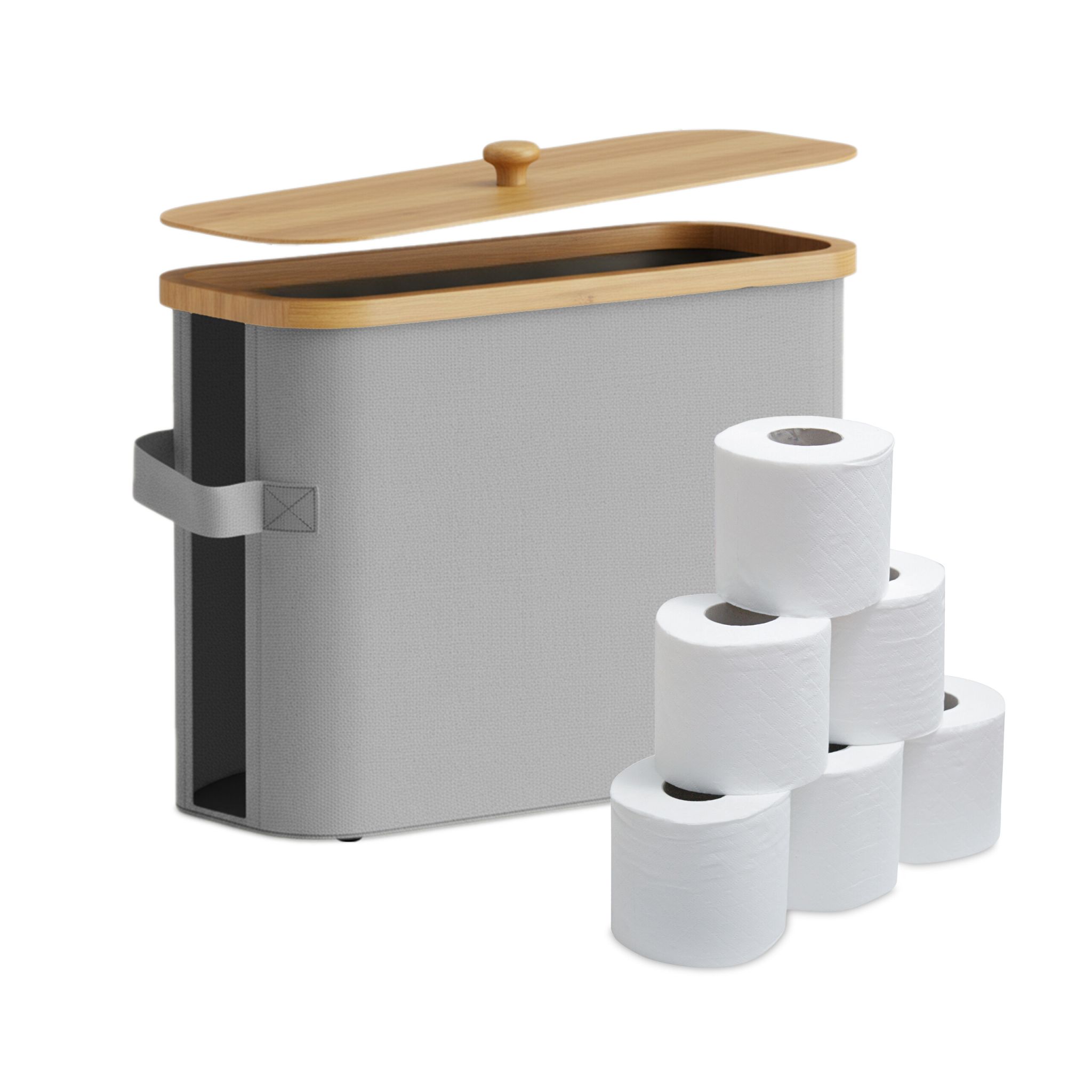 Toilettenpapier Aufbewahrung 12 Rollen Hellbraun-Grau