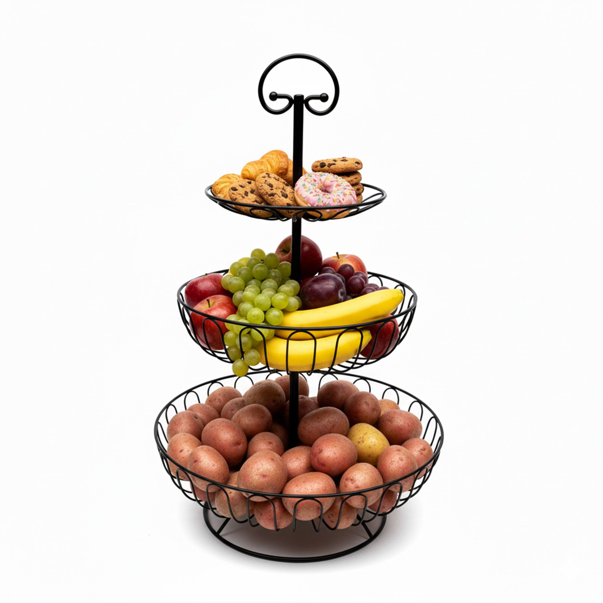 Obst Etagere 3 Etagen Schwarz