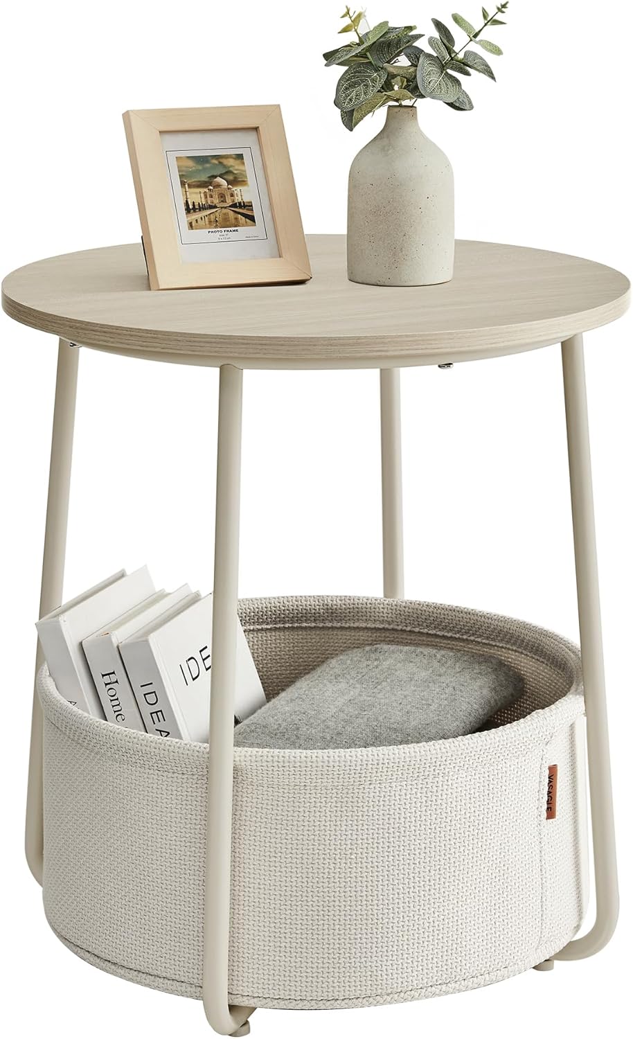 Beistelltisch rund mit Stauraum naturbeige