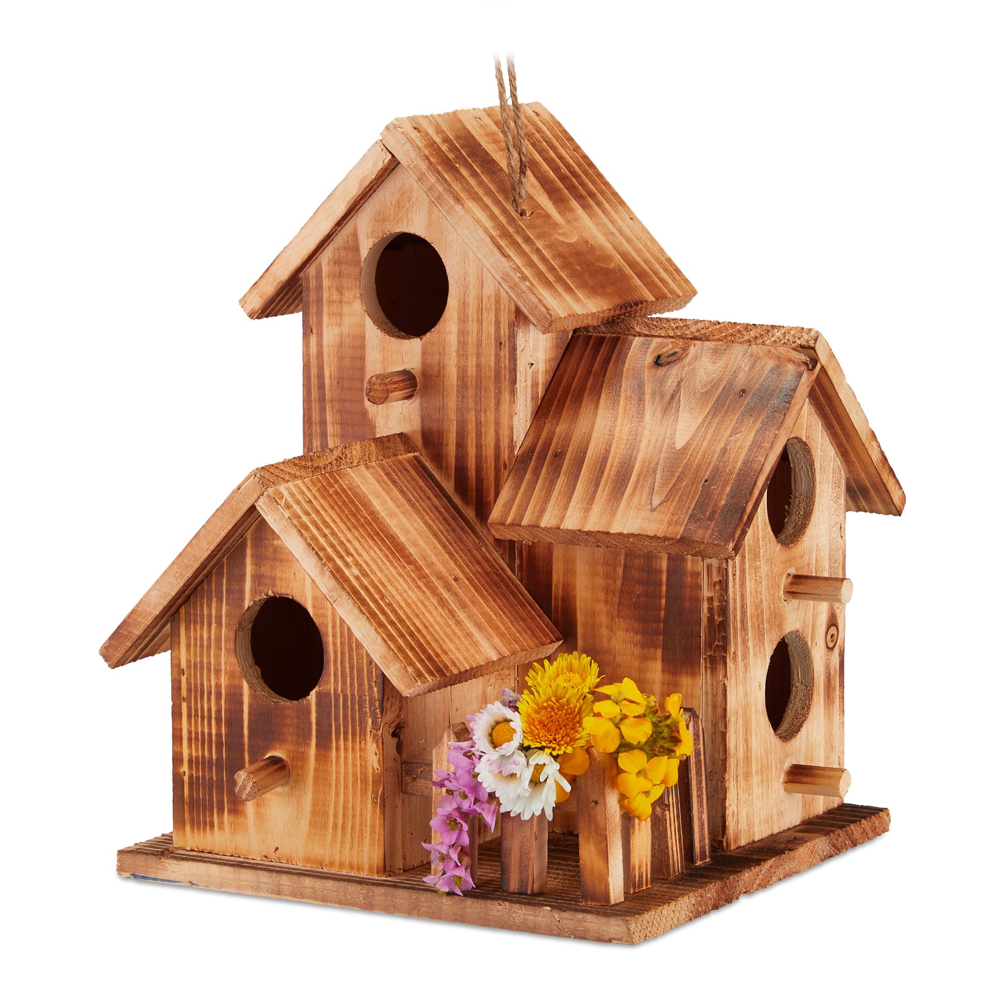 Vogelhaus mit 3 Häusern Braun