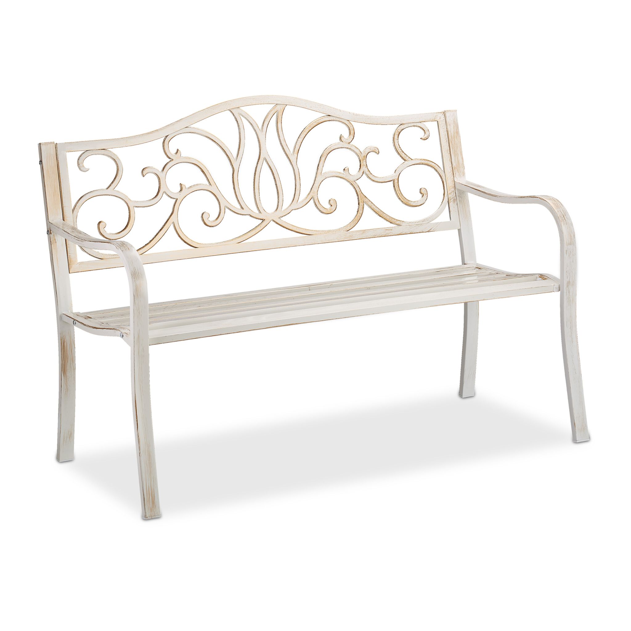Gartenbank Antik Weiss-Gold