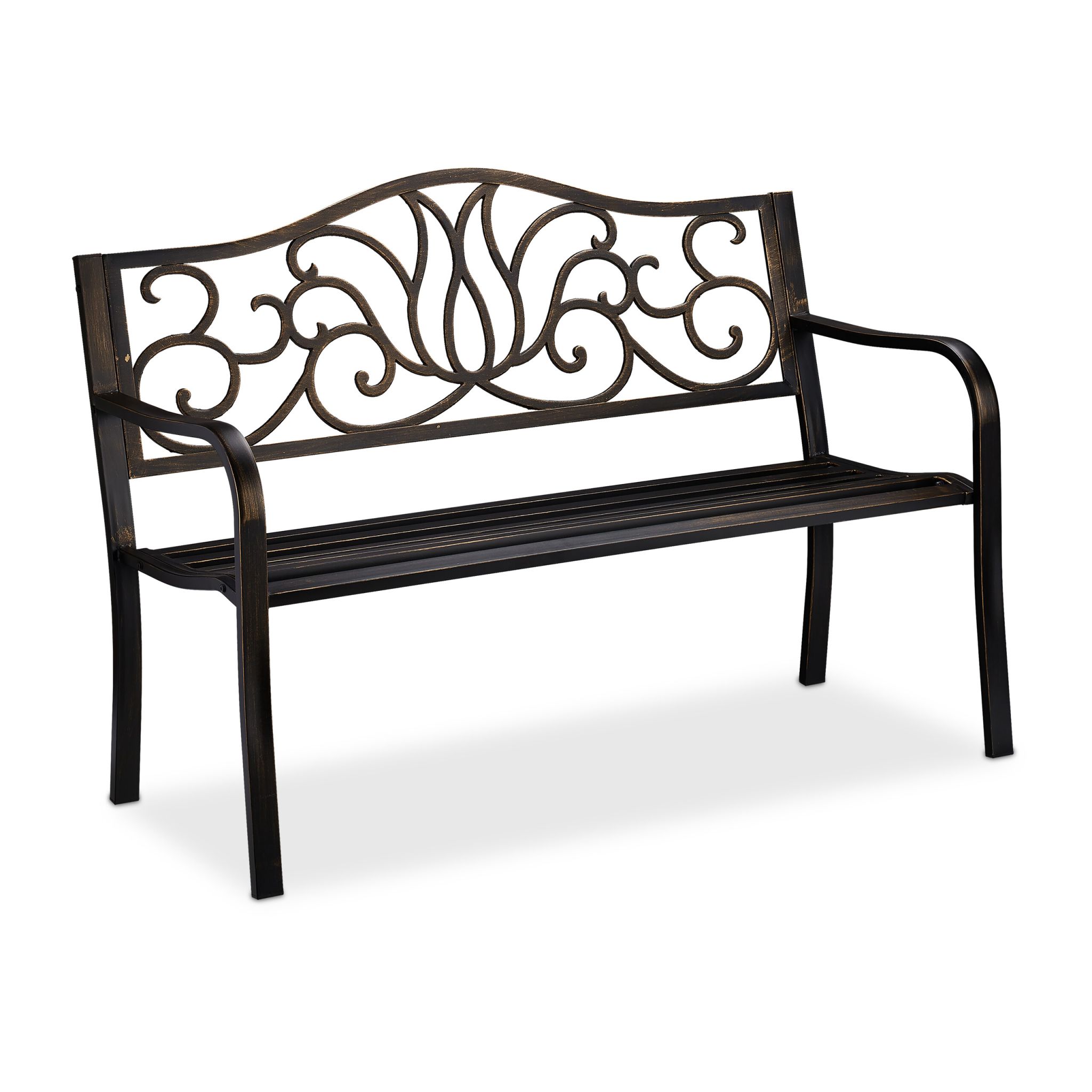 Gartenbank Antik Braun-Gold