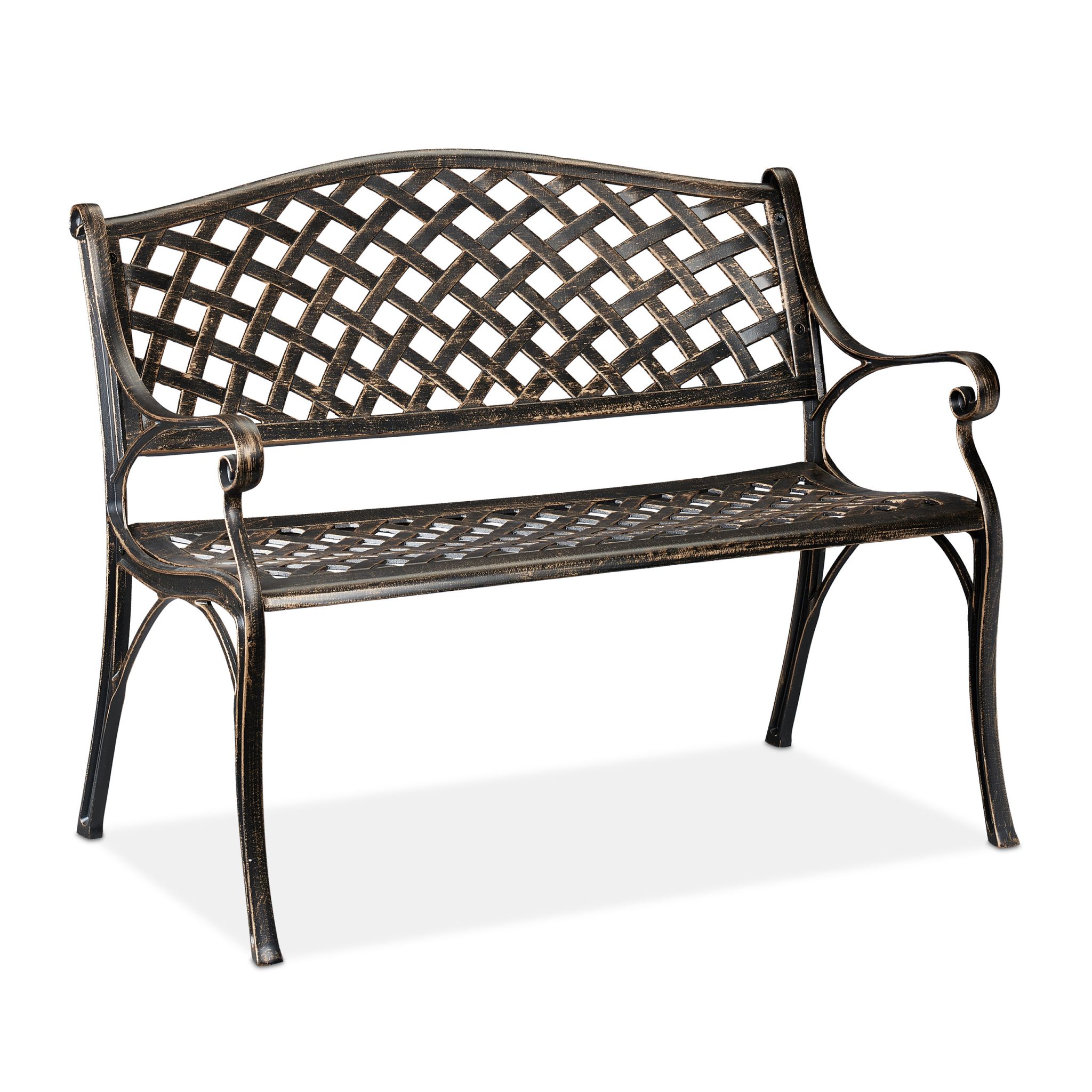 Gartenbank Metall in Schwarz-Bronze Gold-Schwarz