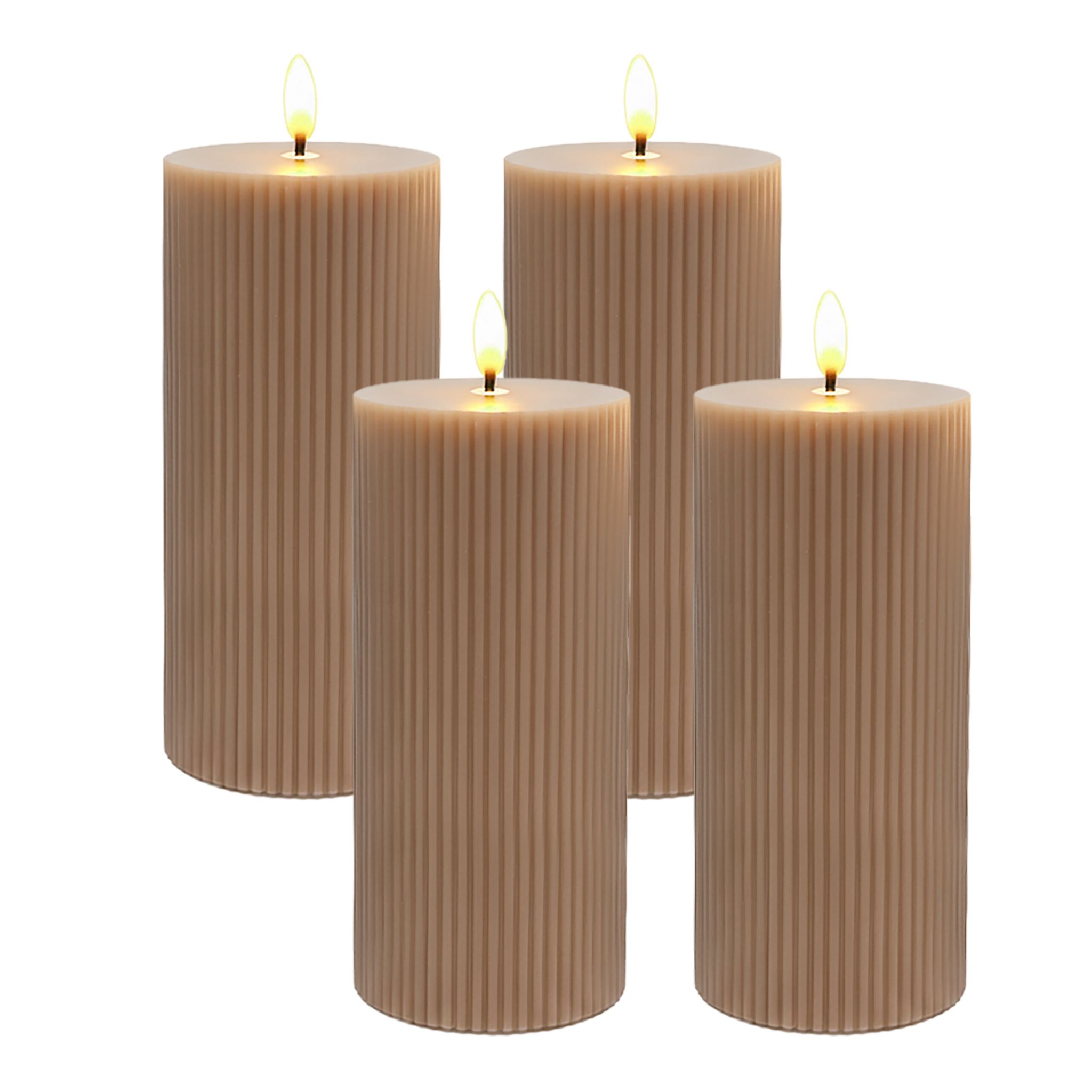 LED Kerzen 4er-Set 18cm Hellbraun