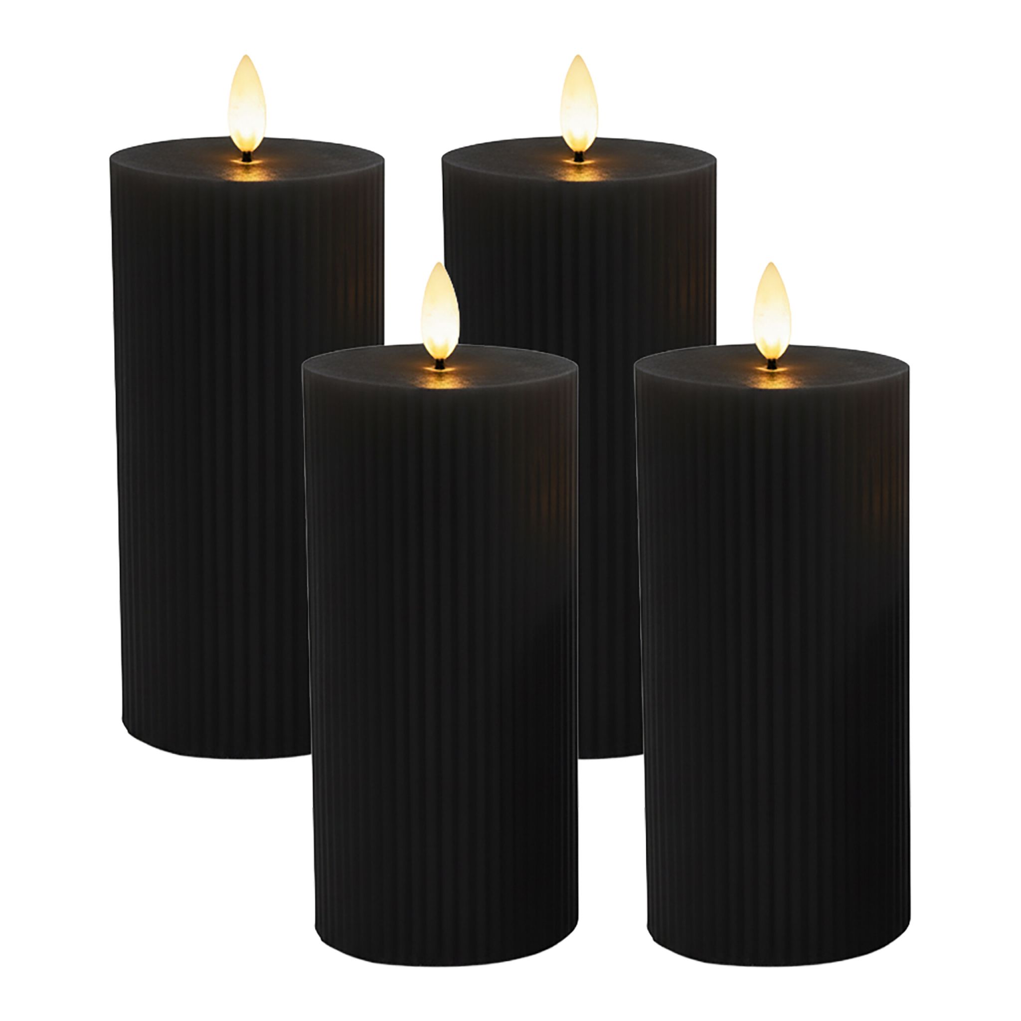 LED Kerzen 4er-Set 18cm Schwarz