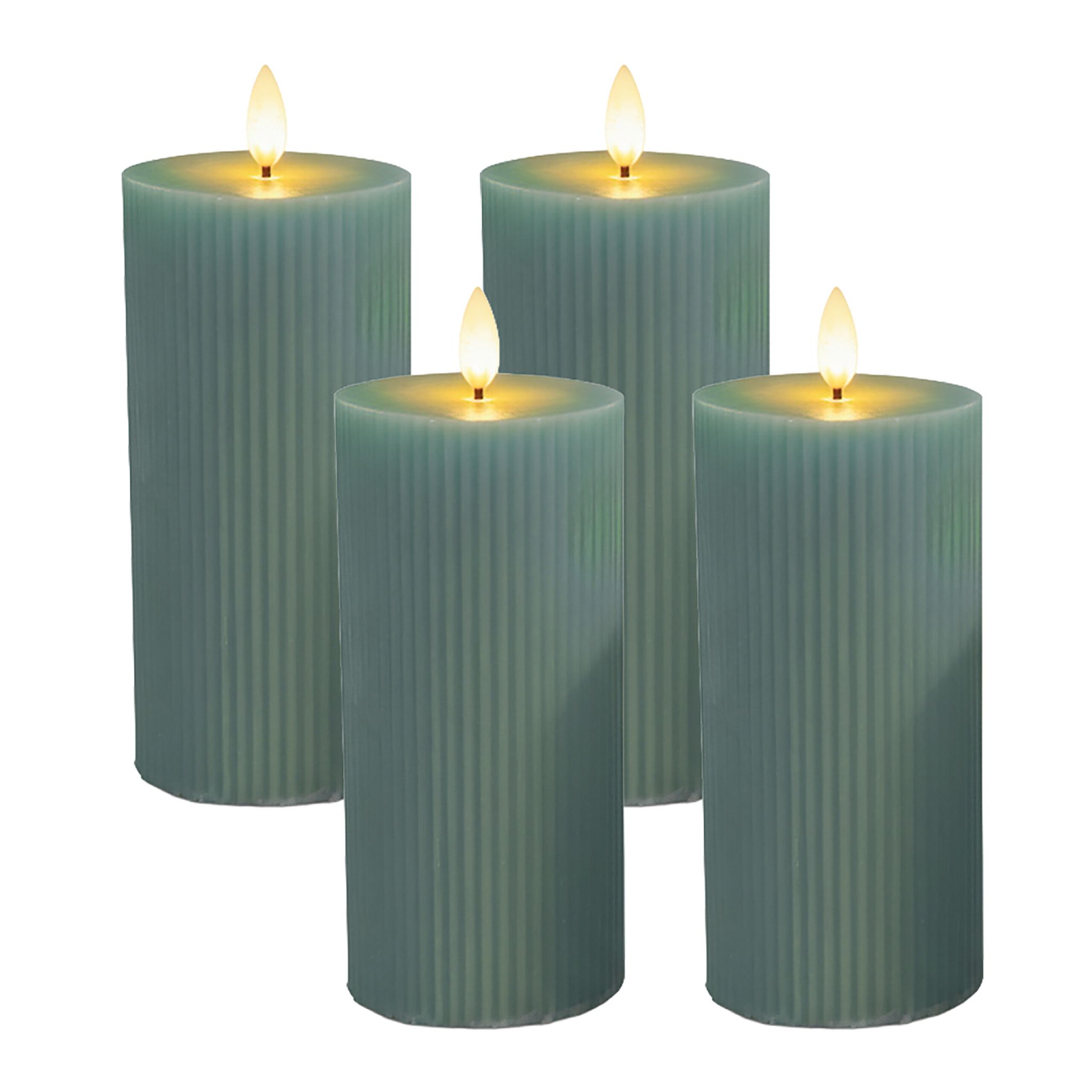 LED Kerzen 4er-Set 18cm Dunkelgrün