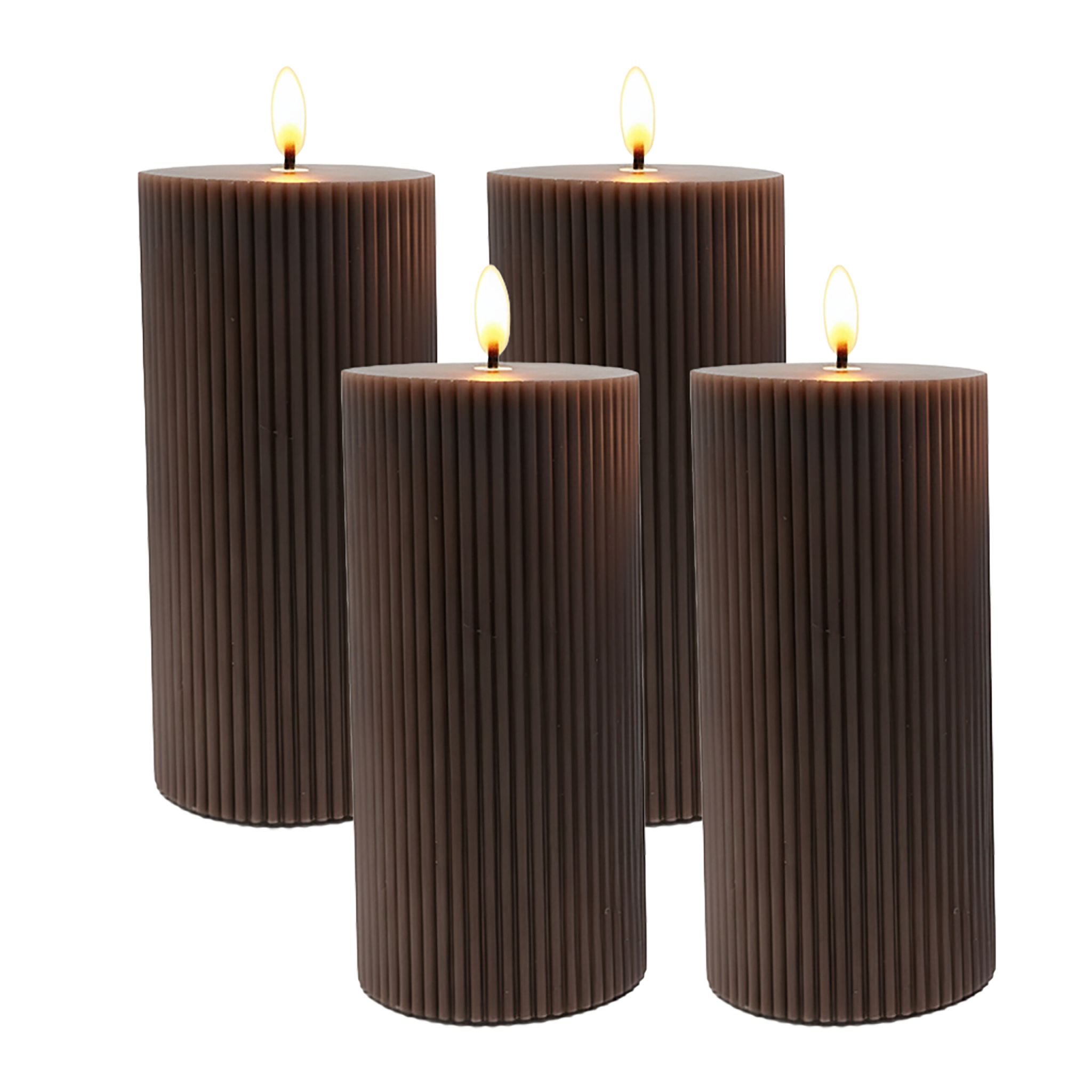 LED Kerzen 4er-Set 18cm Braun