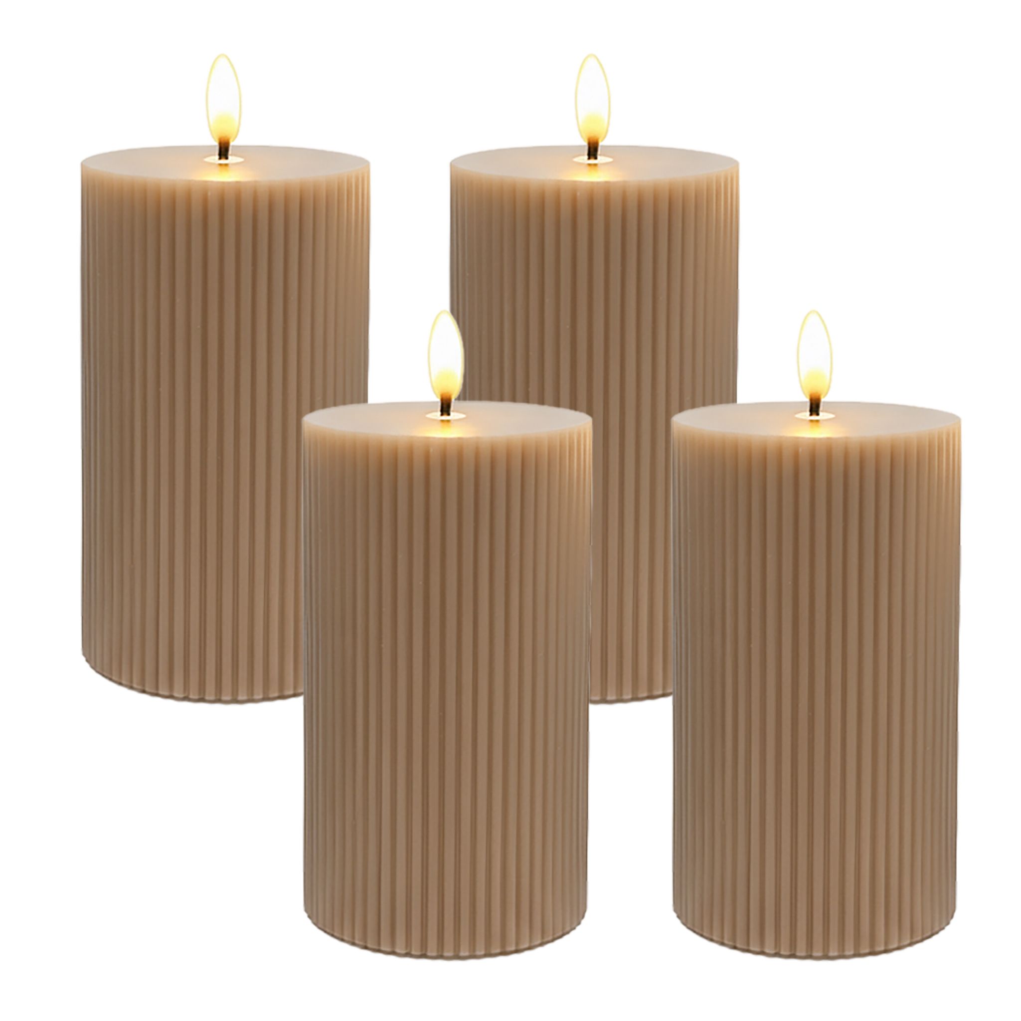 LED Kerzen 4er-Set 13cm Hellbraun