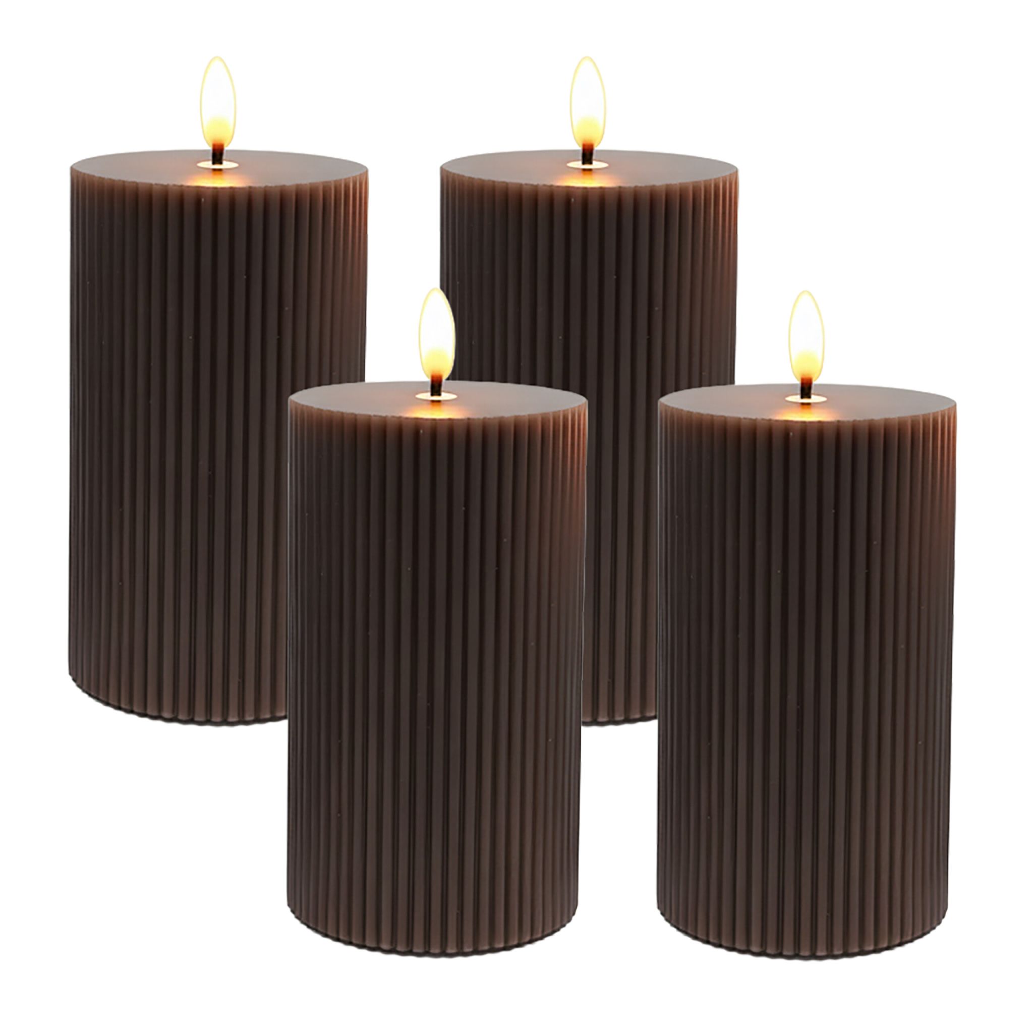 LED Kerzen 4er-Set 13cm Braun