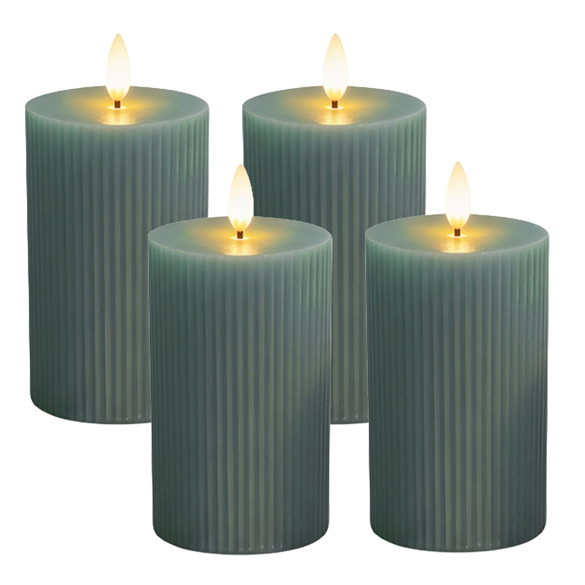 LED Kerzen 4er-Set 13cm Dunkelgrün