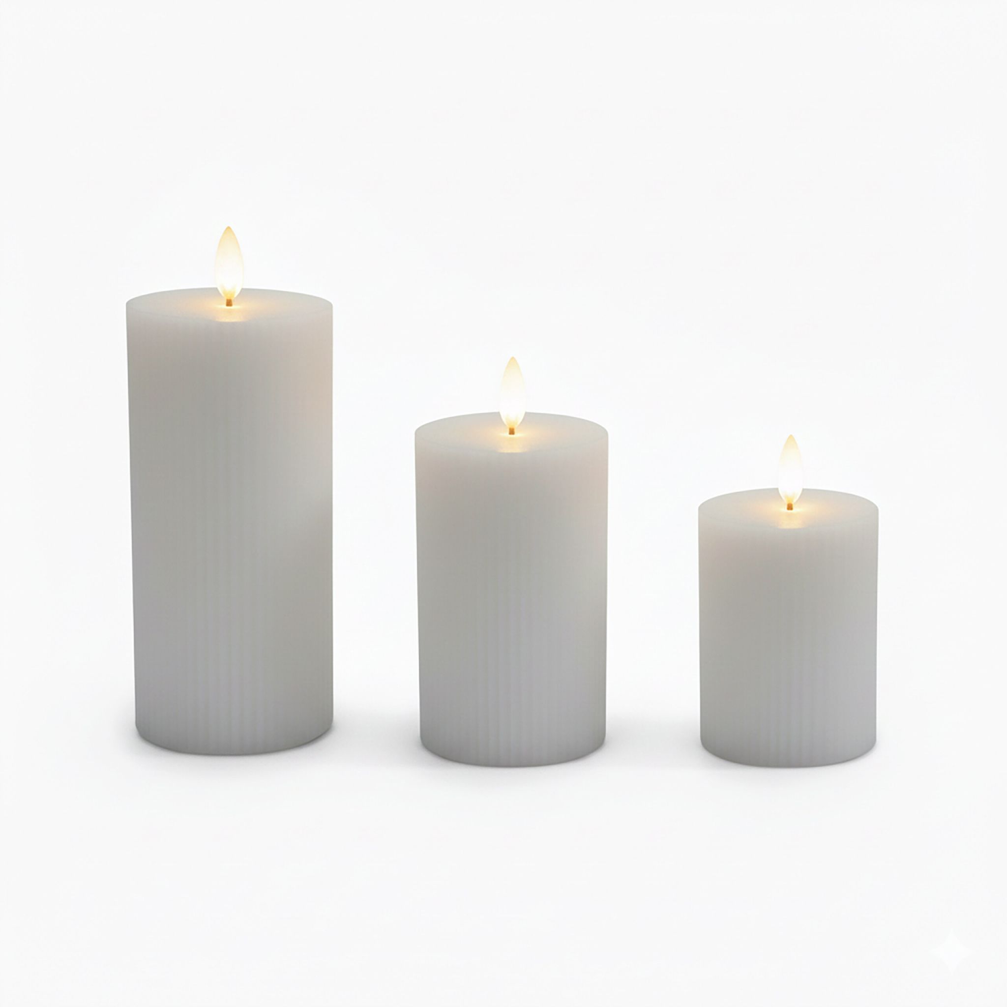 LED Kerzen 3er-Set Grau