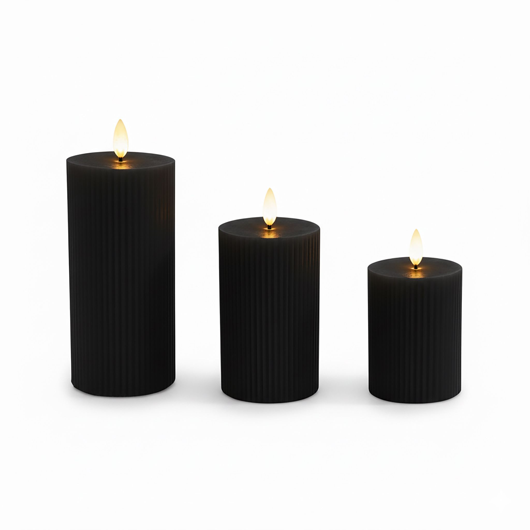 LED Kerzen 3er-Set Schwarz
