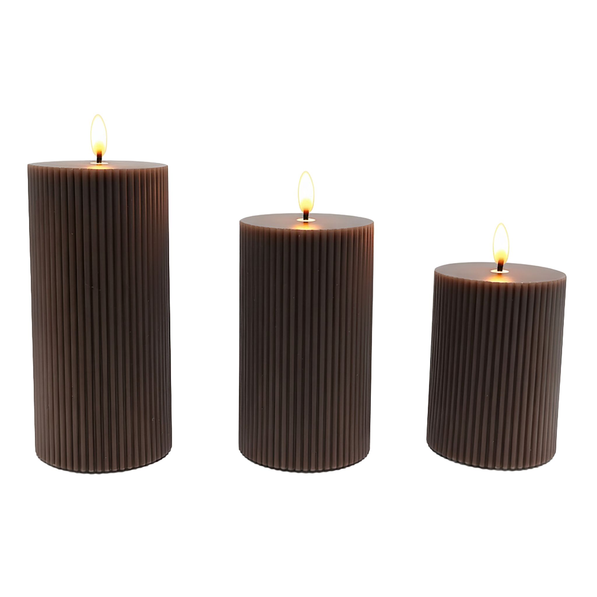 LED Kerzen 3er-Set Braun
