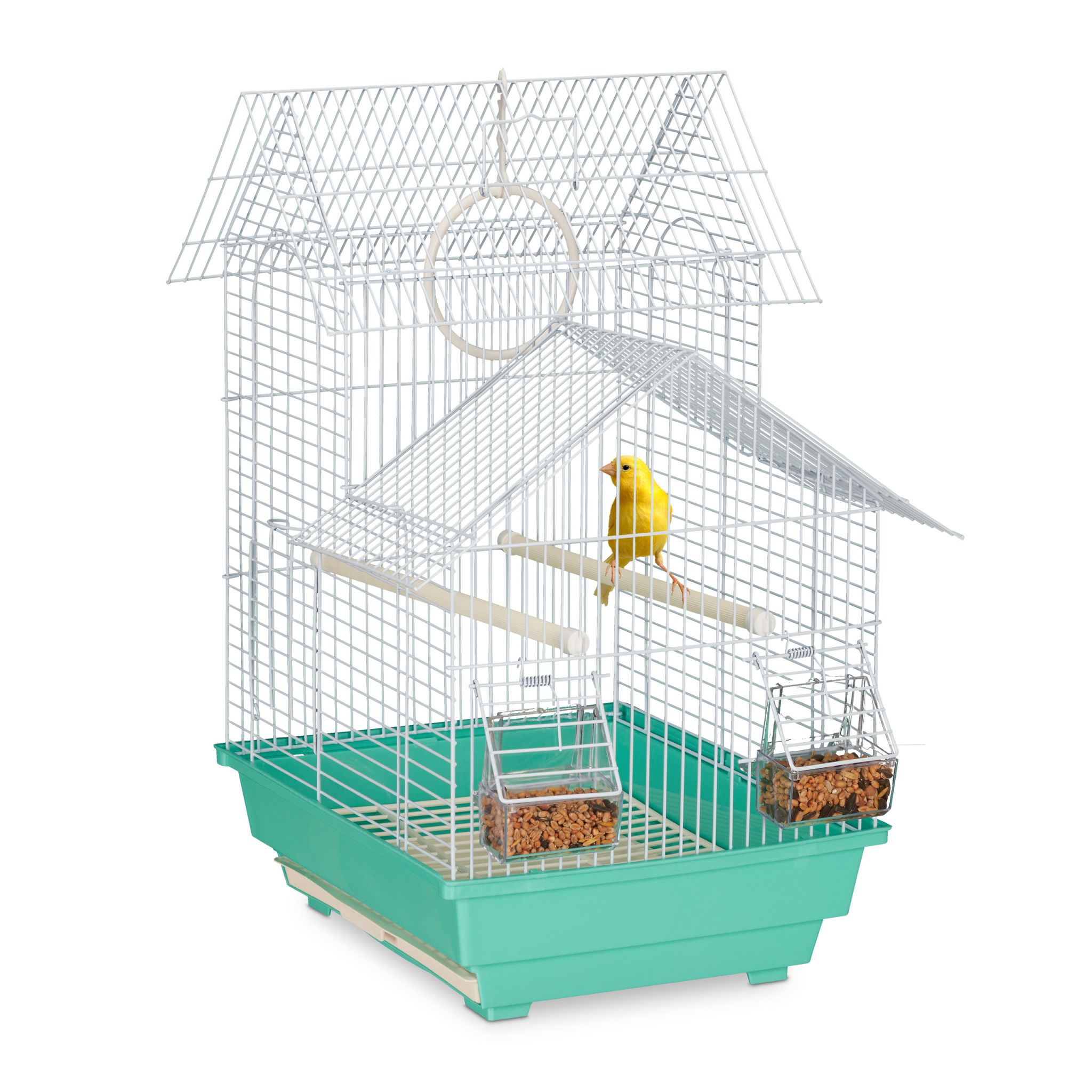 Vogelkäfig mit Spitzdach Hellblau-Türkis