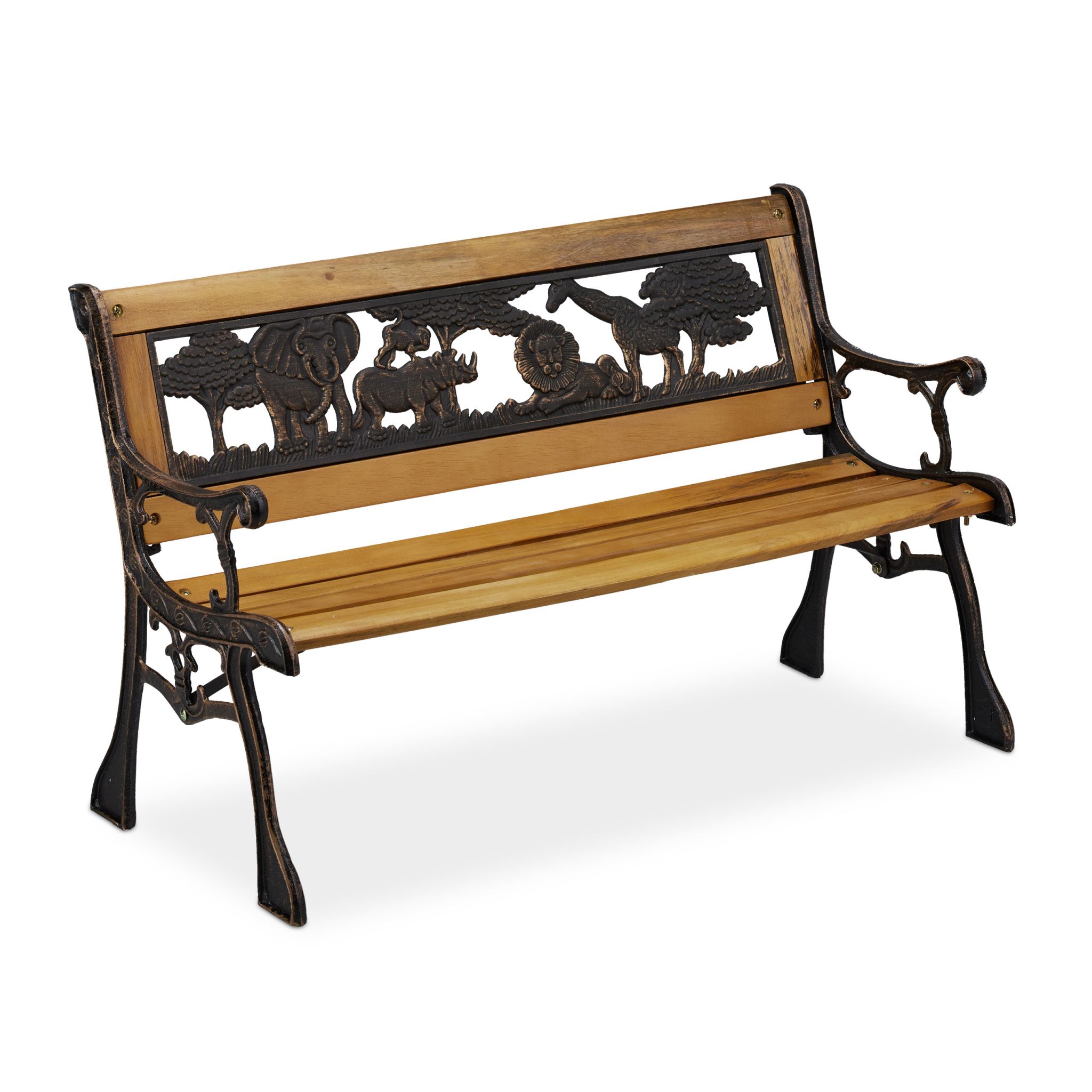 Kinder Gartenbank mit Tier-Motiv Braun-Schwarz