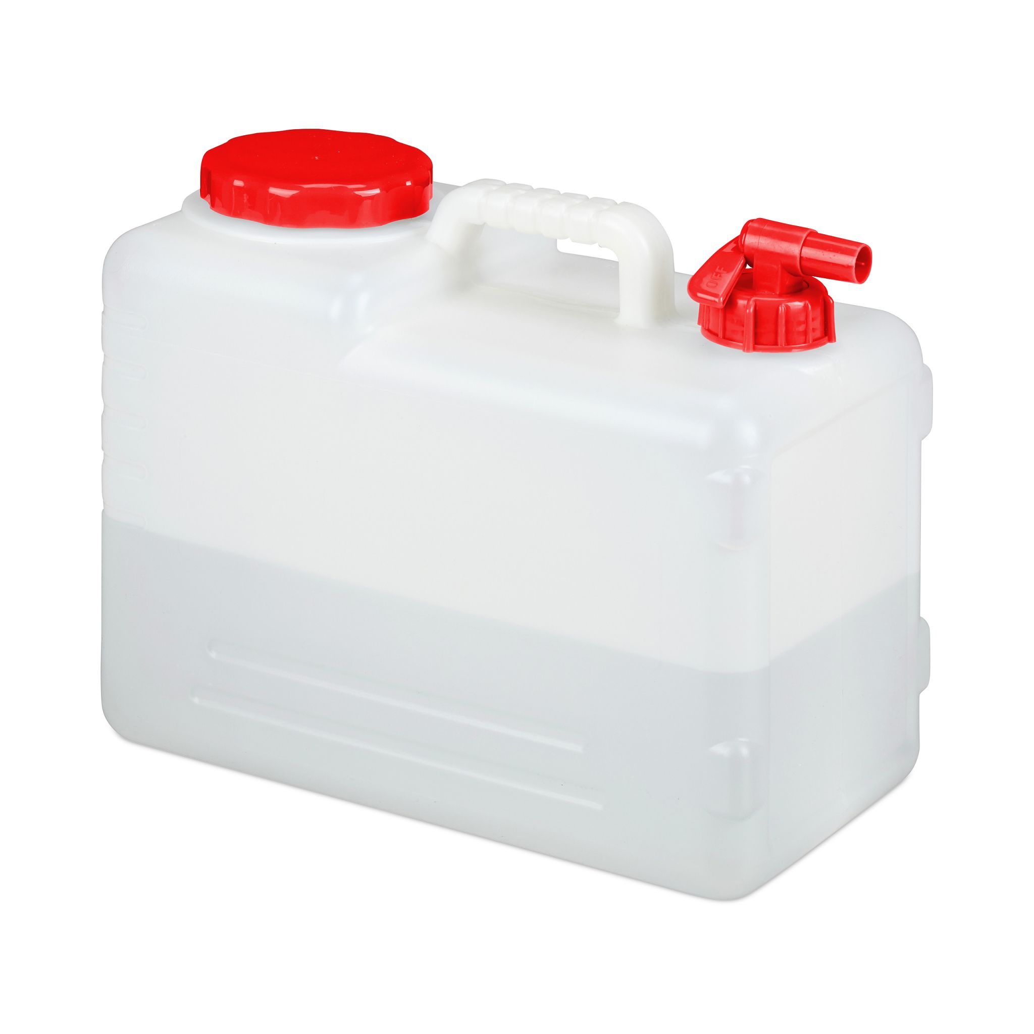 Wasserkanister mit Hahn Weiss-Rot