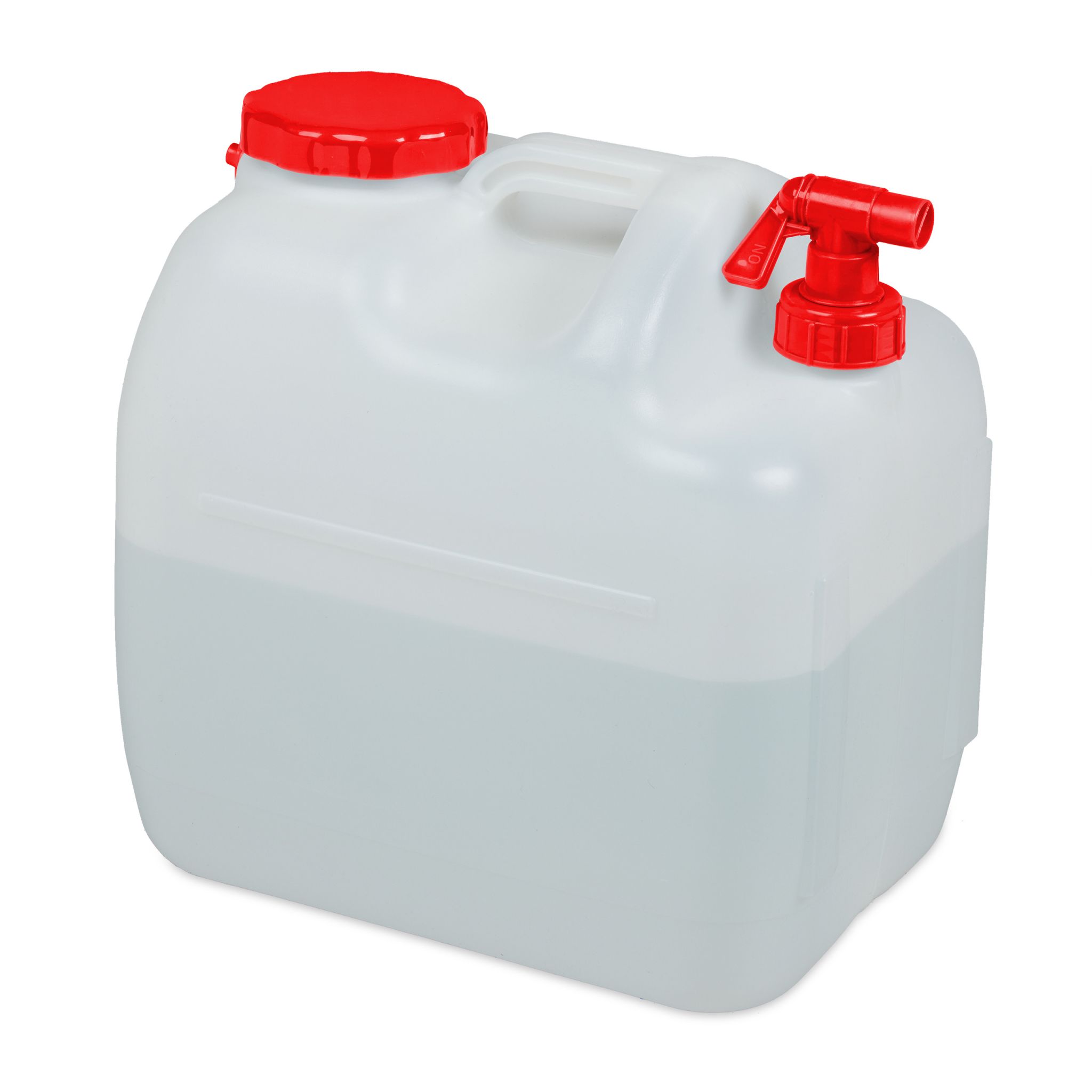 Wasserkanister mit Hahn Weiss-Rot