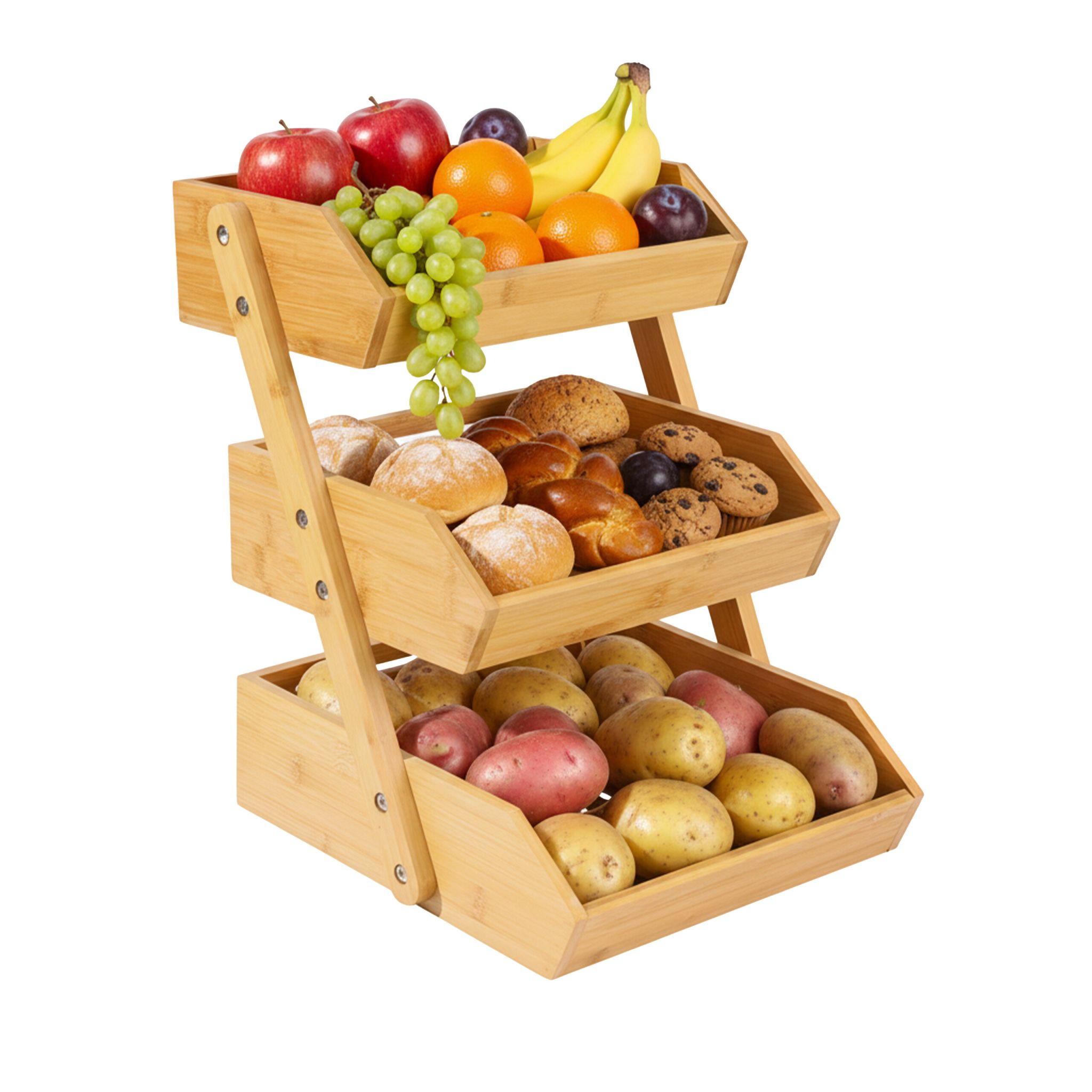 Obst Etagere Bambus 3 Etagen Hellbraun