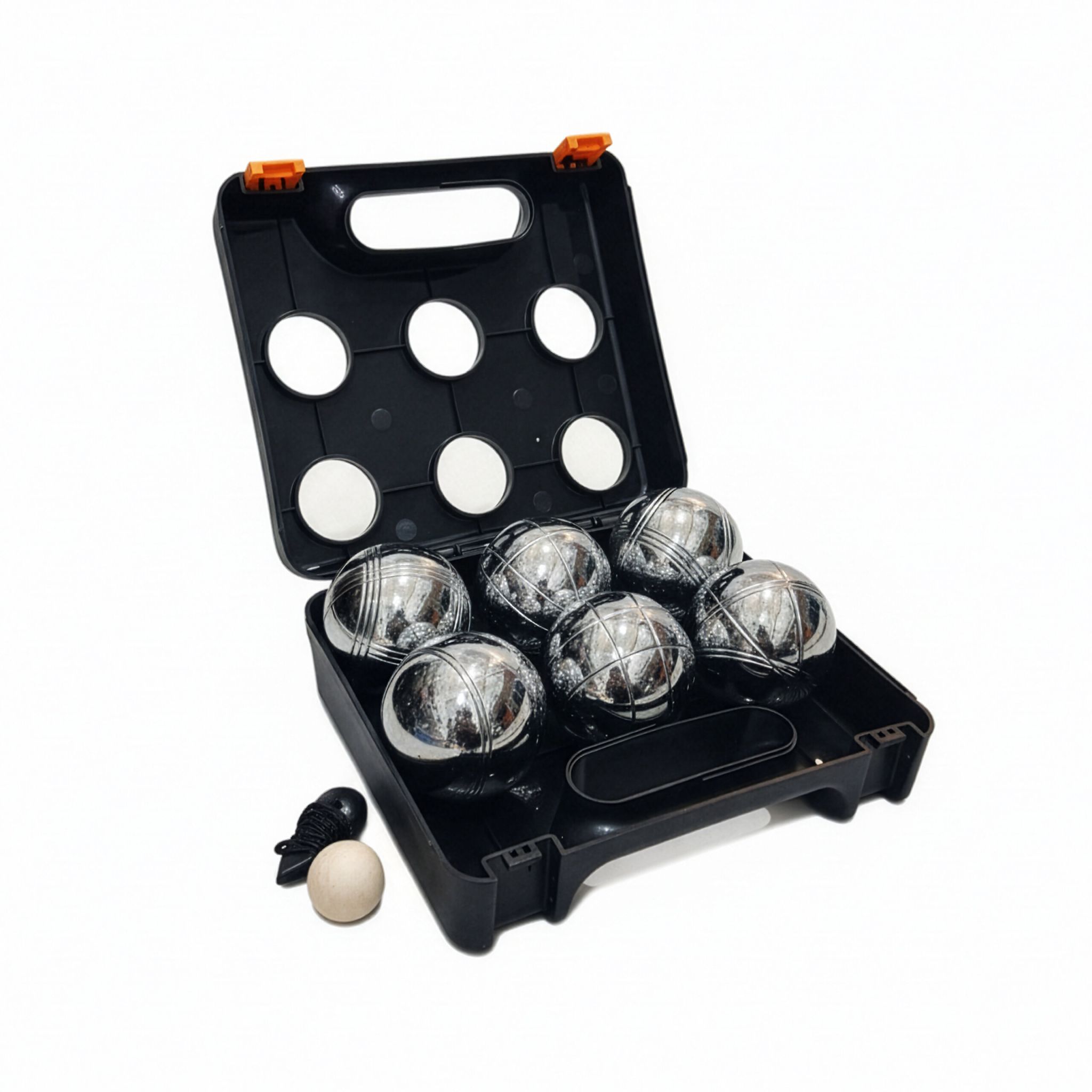 Boule Kugelset mit 6 Kugeln Orange-Schwarz-Silber
