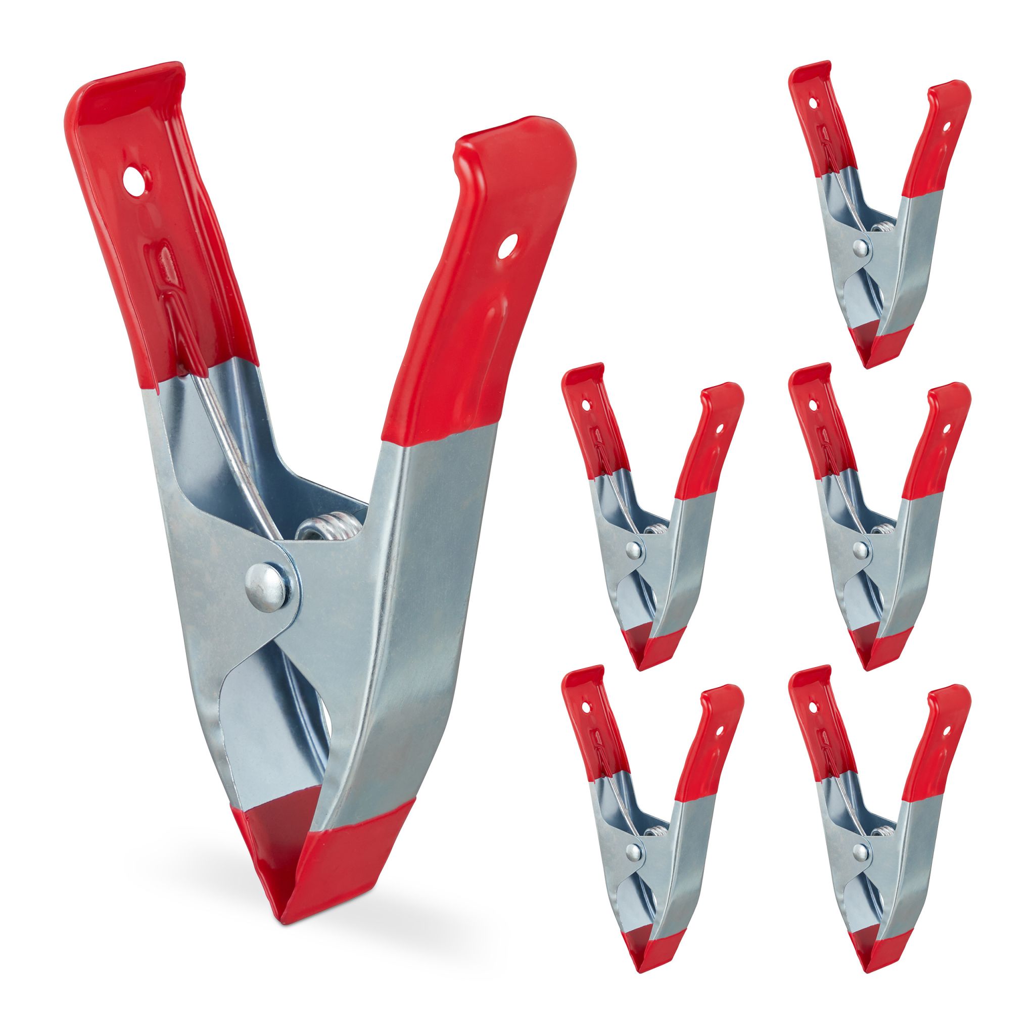 Klemmzwingen Metall 6er-Set Rot-Silber