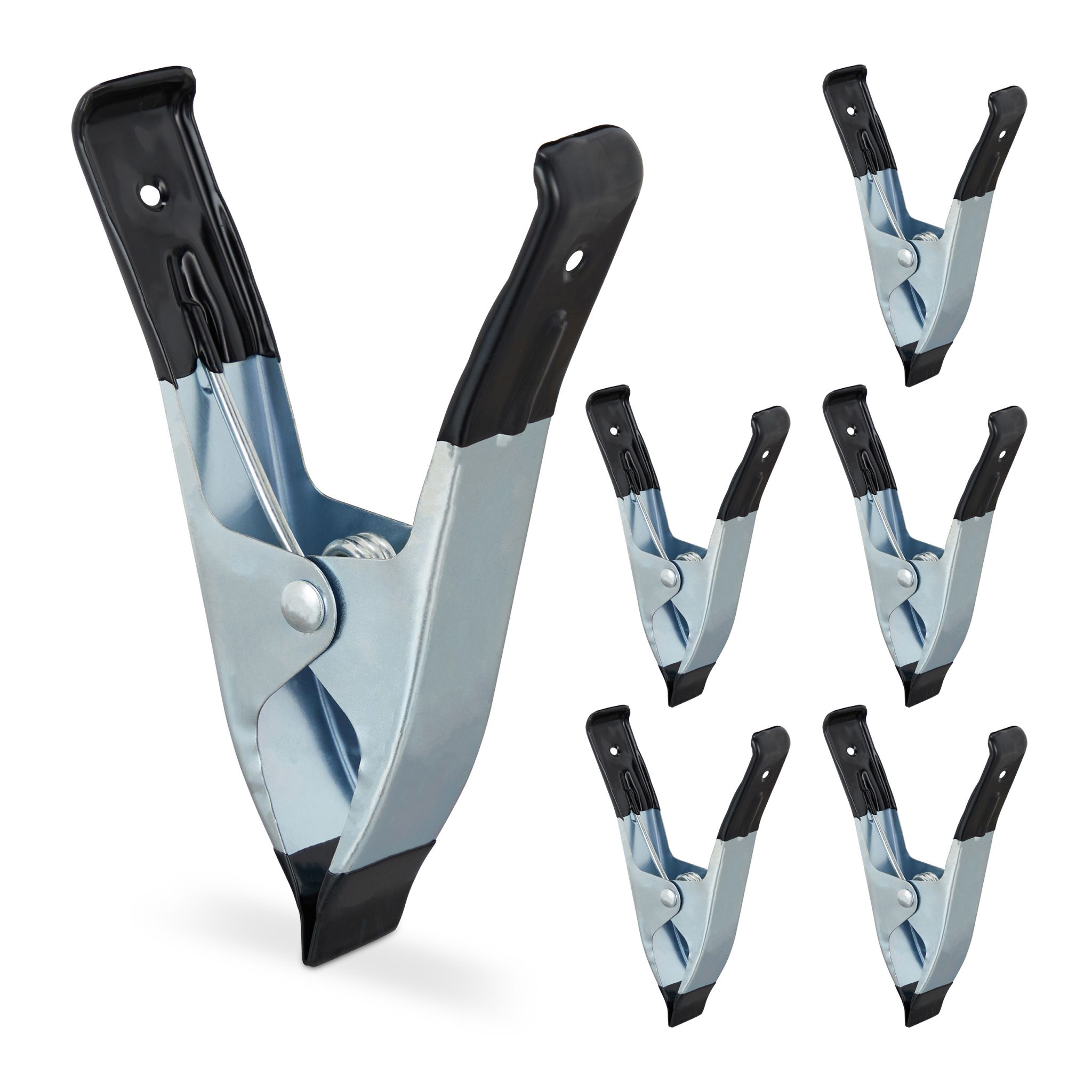 Klemmzwingen Metall 6er-Set Schwarz-Silber