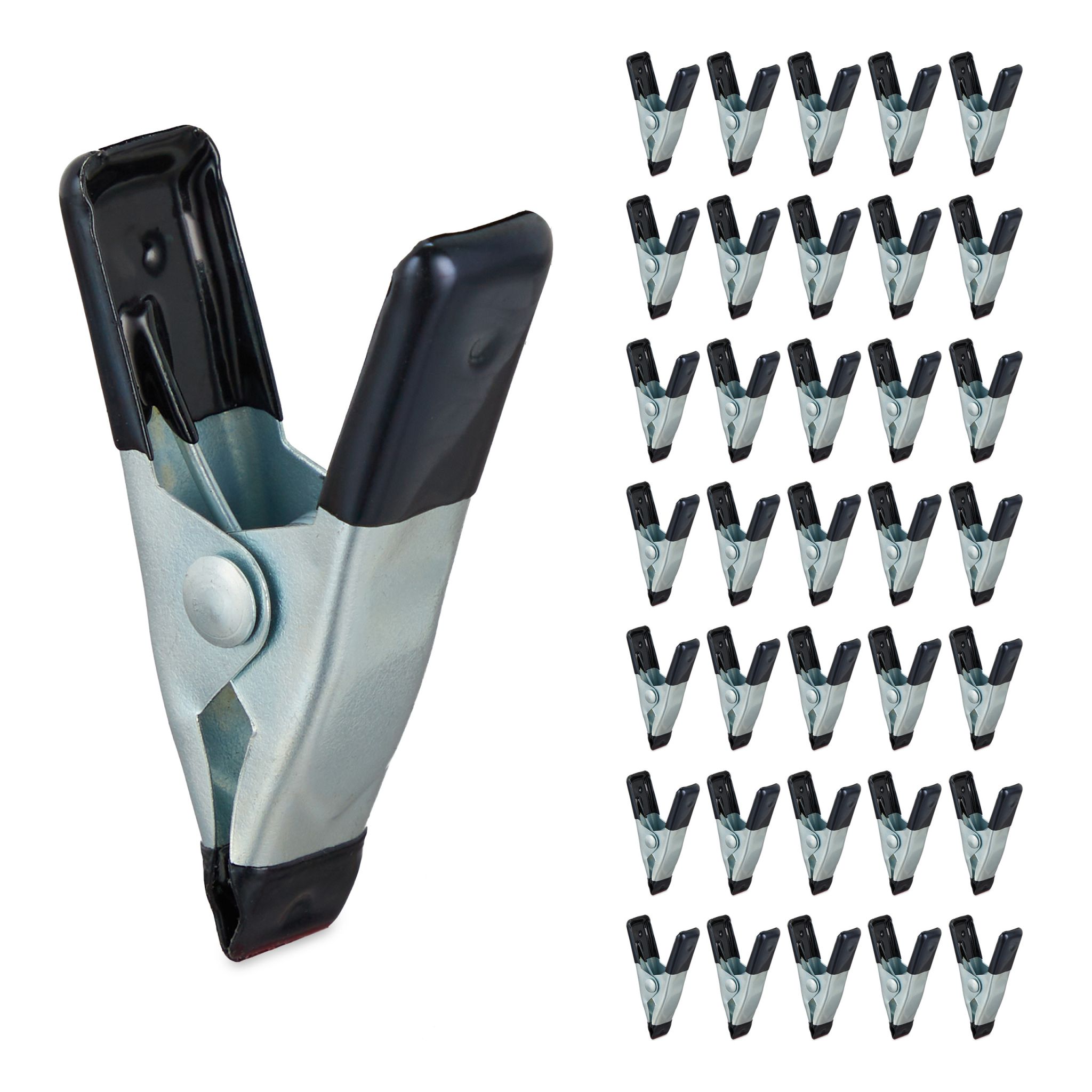 Klemmen 36er-Set Schwarz-Silber