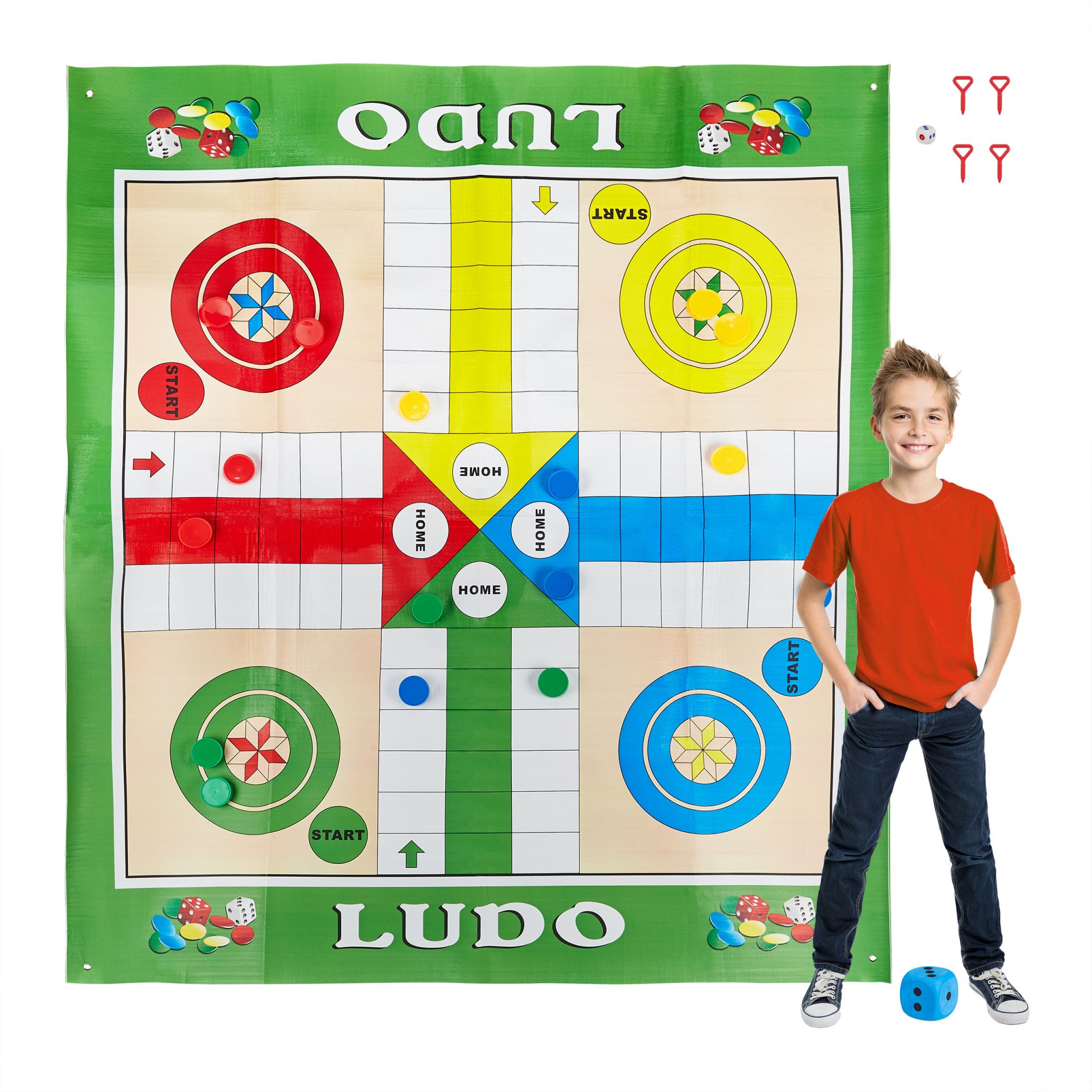 XXL Ludo Spiel Blau-Grün-Rot