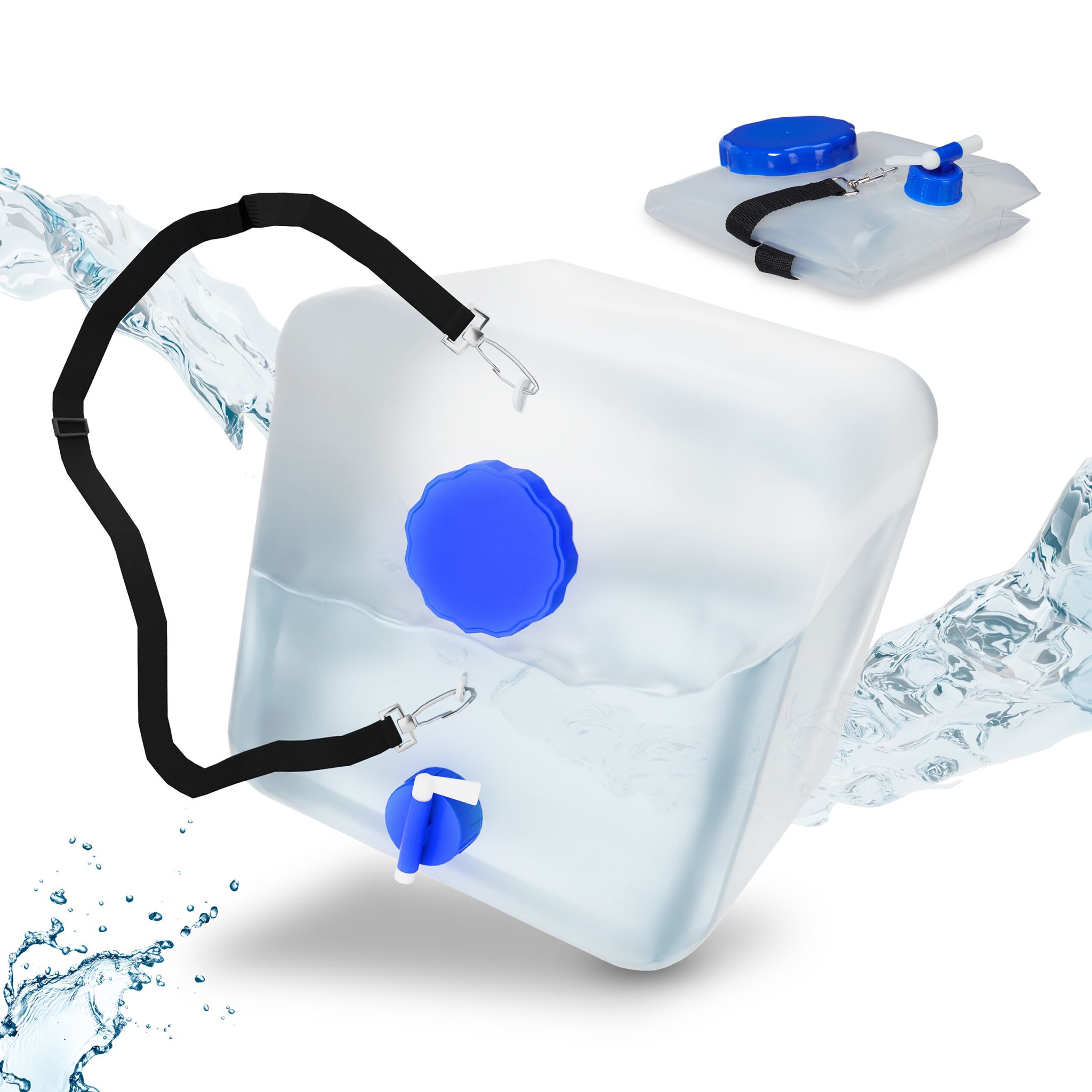 Faltkanister 15L 2er-Set Blau-Schwarz-Transparent