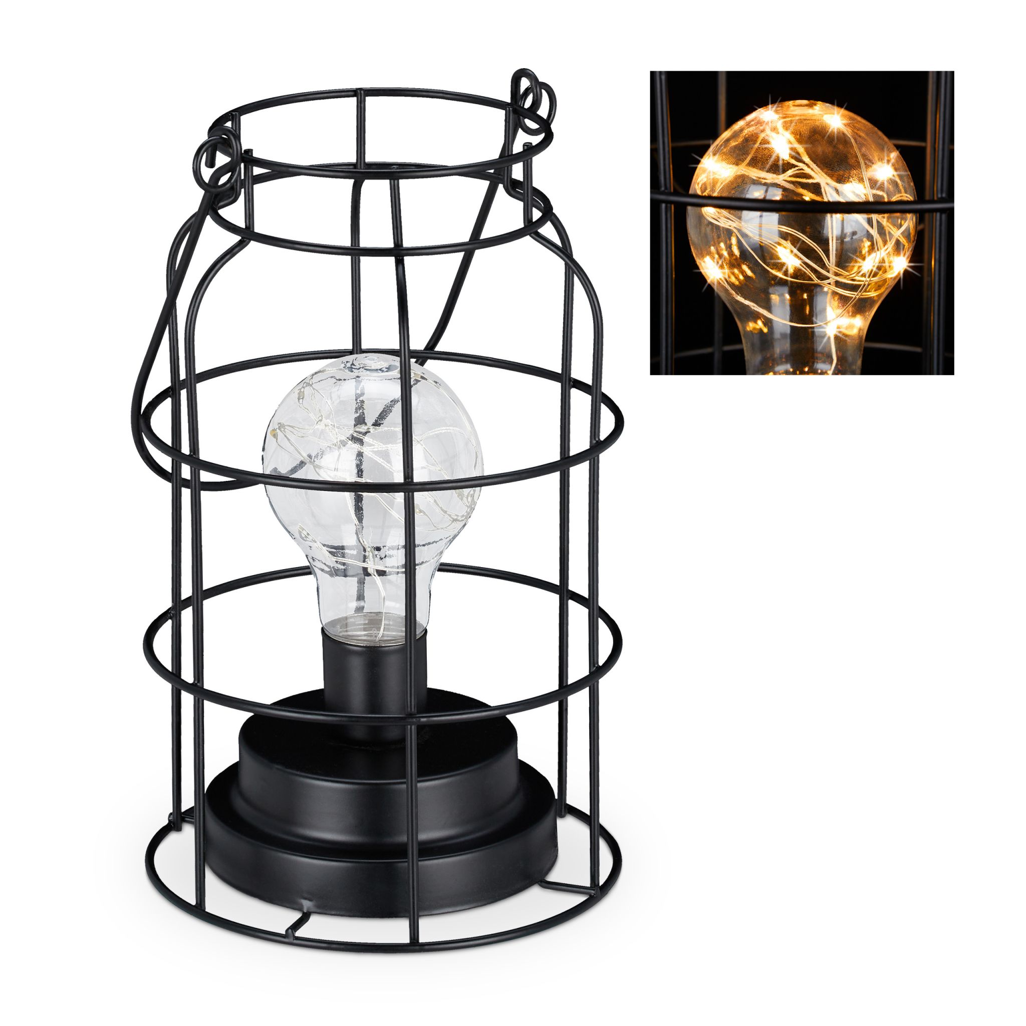Tischlampe LED industrial Schwarz-Transparent