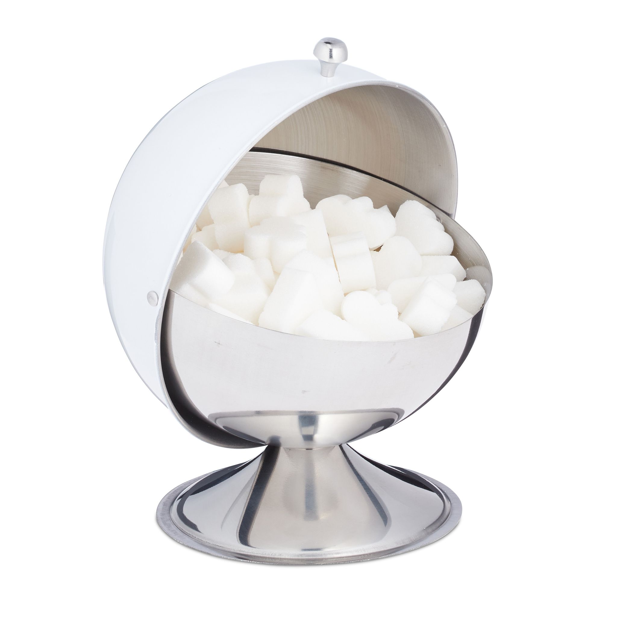 Zuckerdose Edelstahl Weiss-Silber