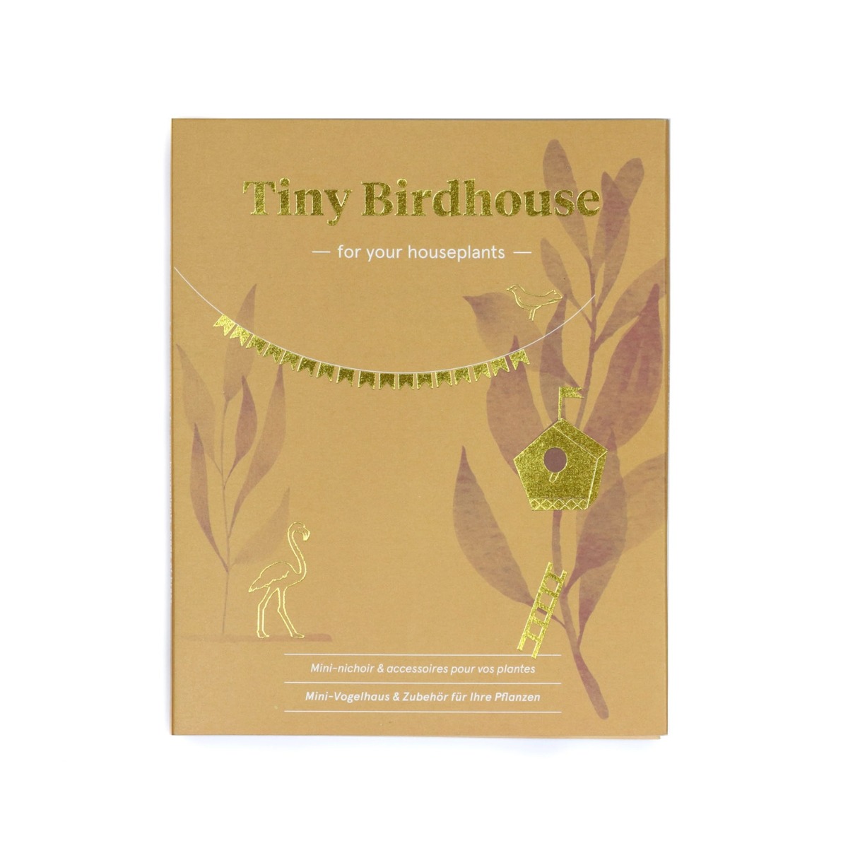 Mini-Vogelhaus für Pflanzentöpfe Tiny Birdhouse Gold