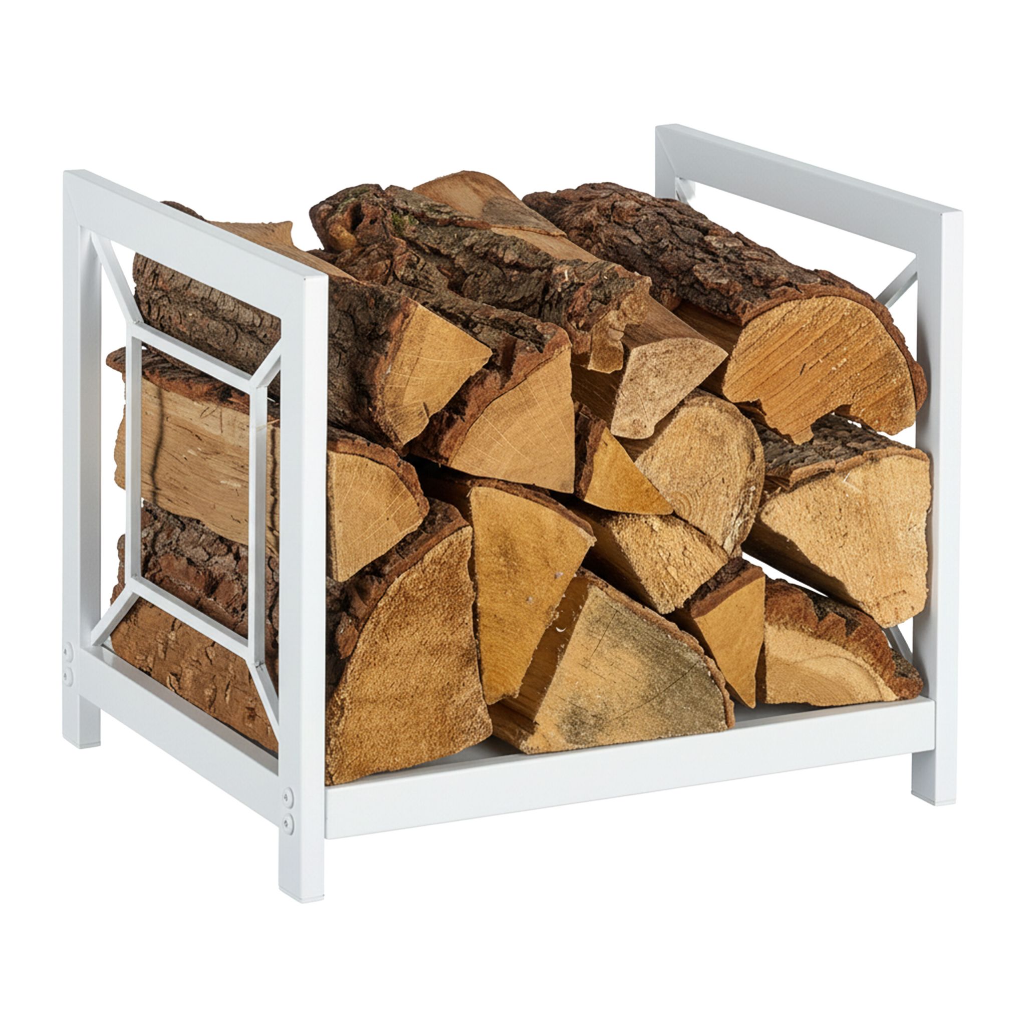 Modernes Kaminholzregal Metall Weiss