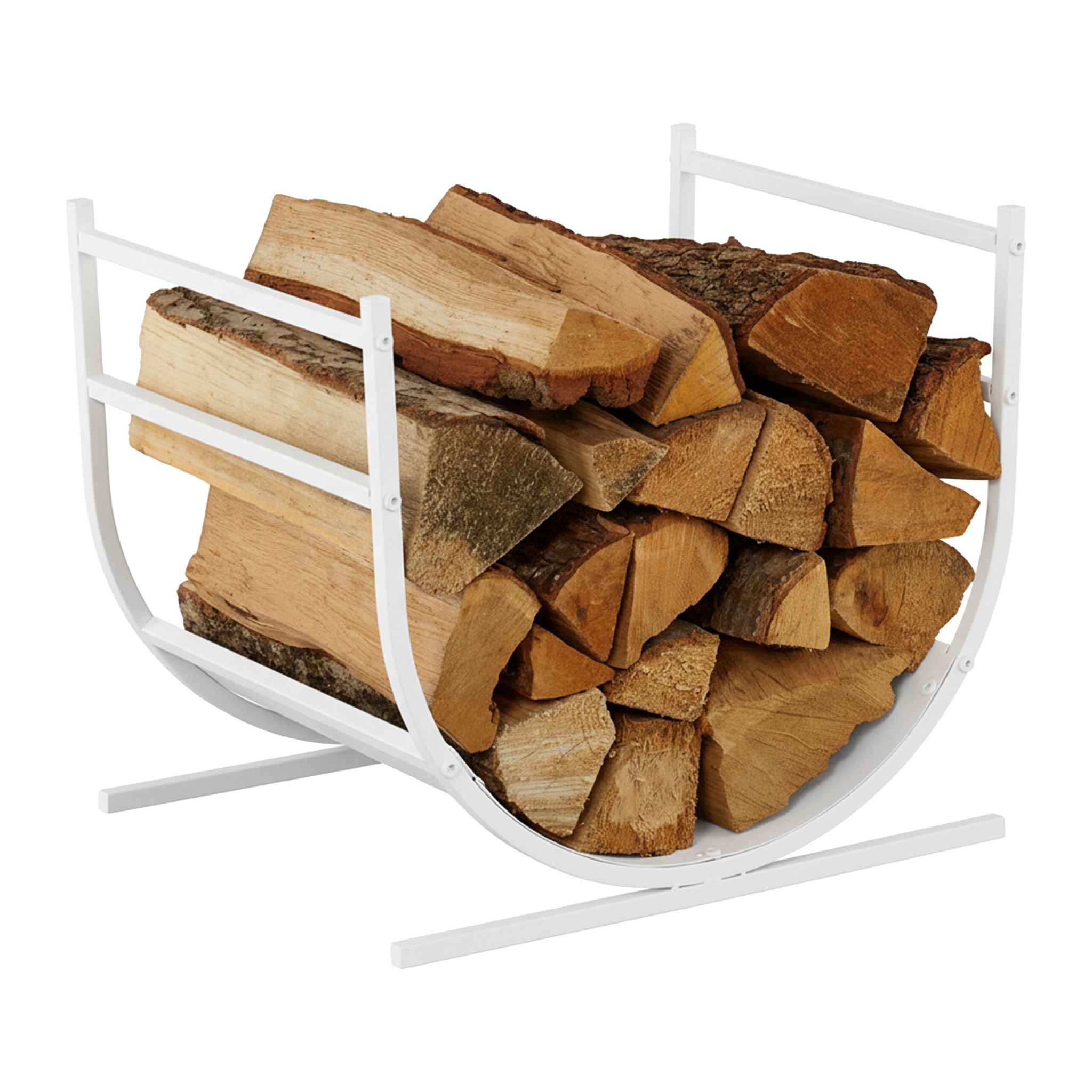Modernes Kaminholzregal in U-Form Weiss