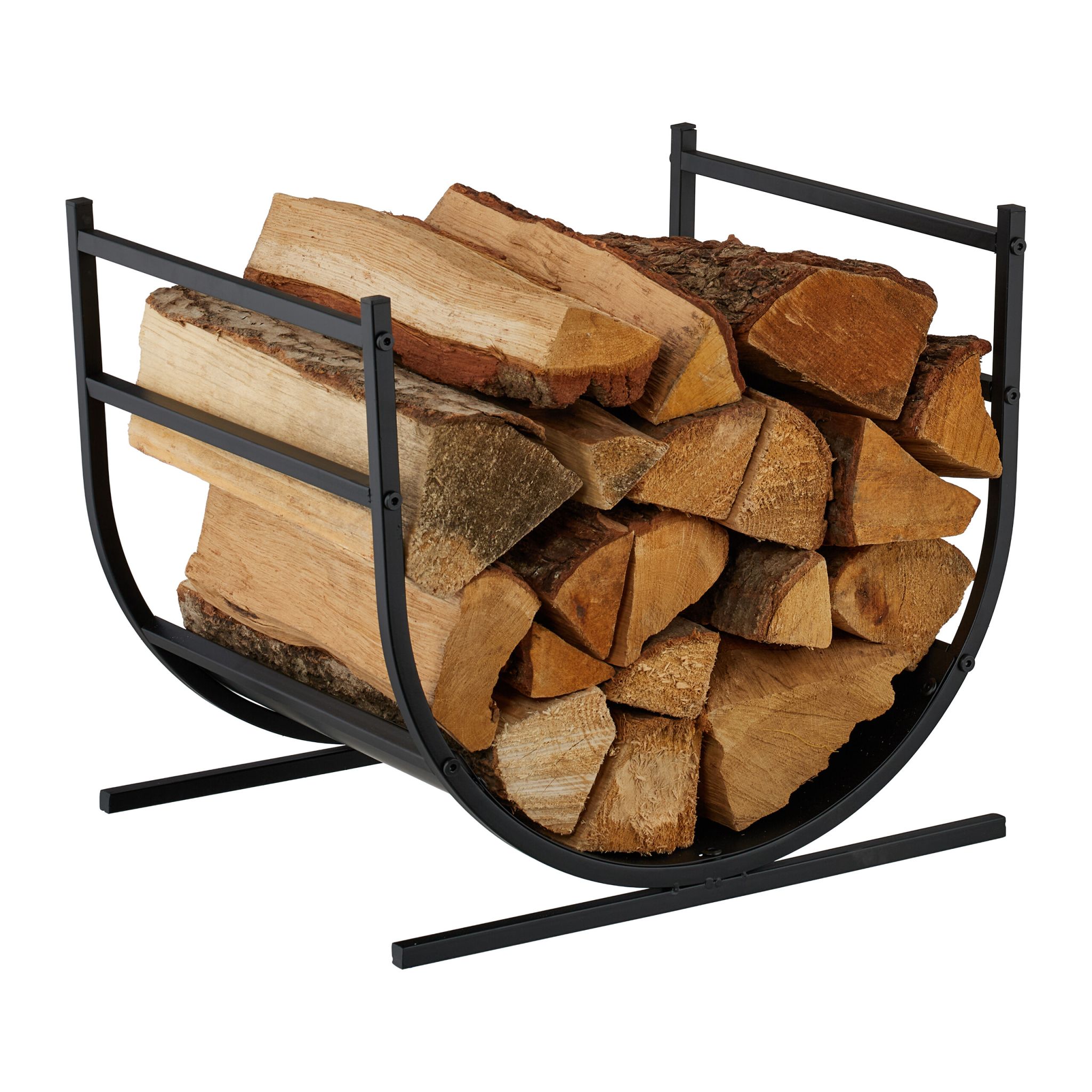 Modernes Kaminholzregal in U-Form Schwarz