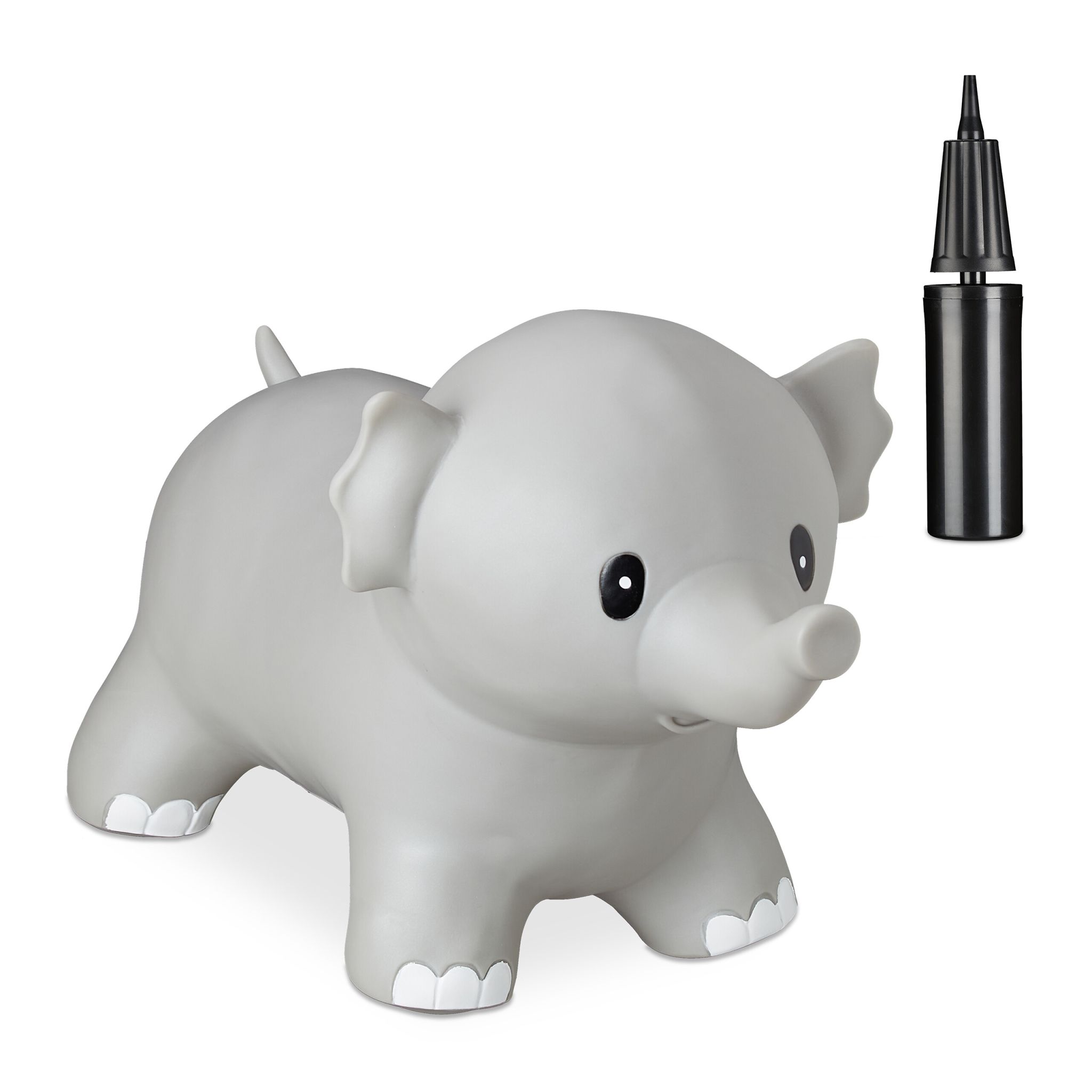 Hüpftier Elefant Weiss-Schwarz-Grau