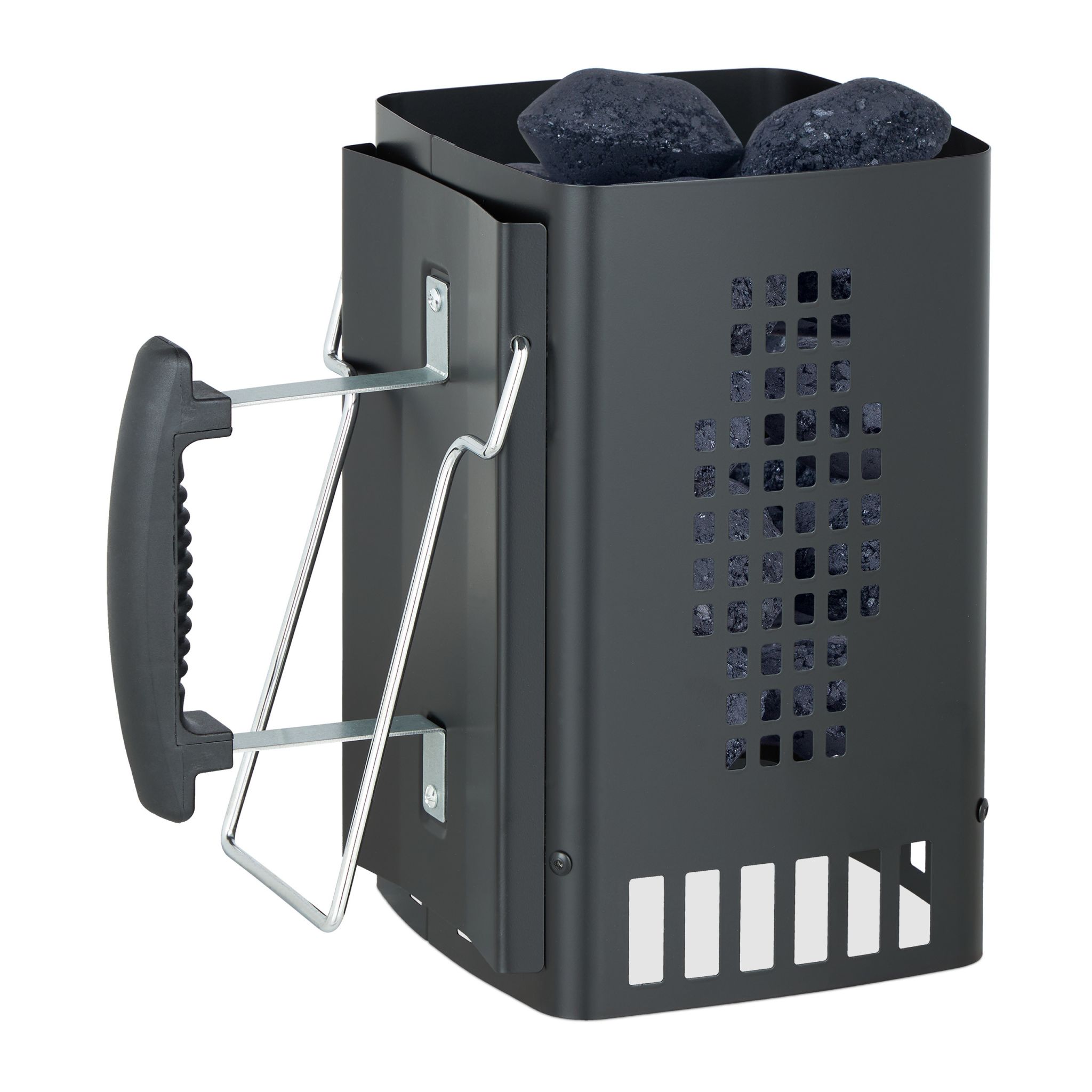 Anzündkamin für den Grill Schwarz-Silber