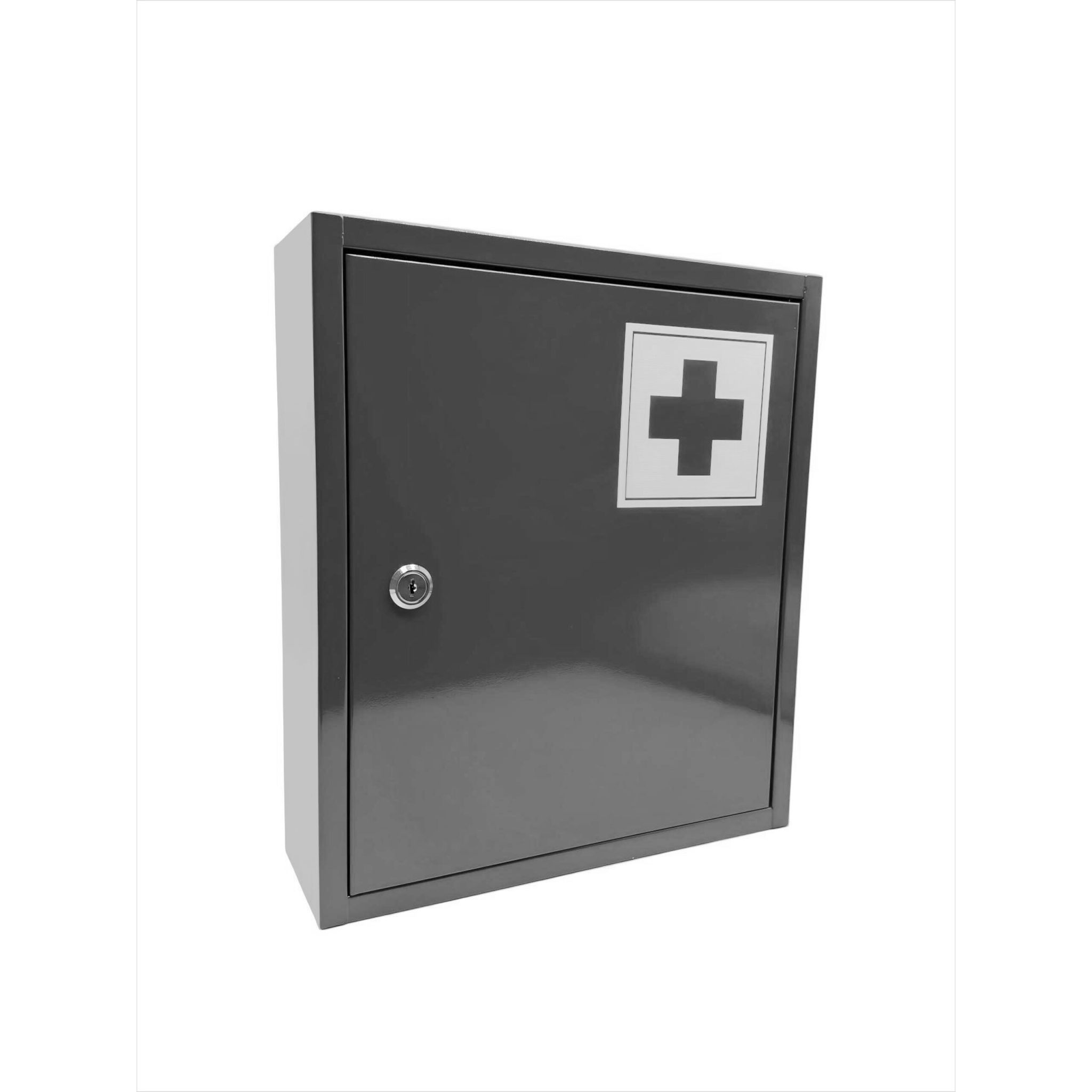 Abschliessbarer Medizinschrank mit Kreuz Weiss-Grau