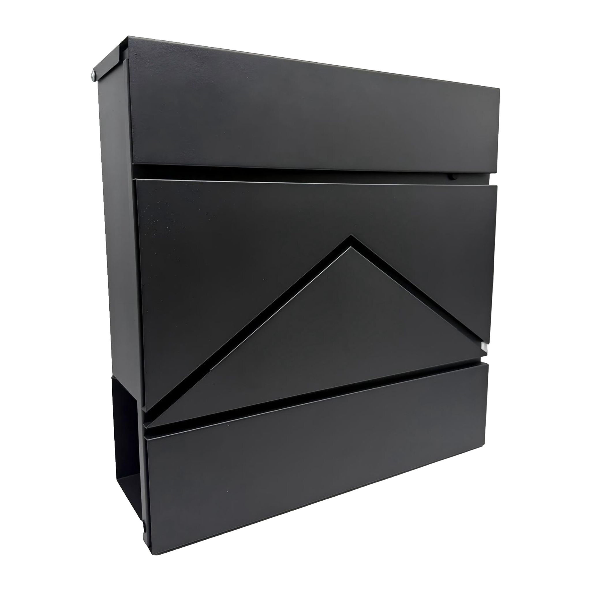 Briefkasten mit Zeitungsfach Metall Schwarz