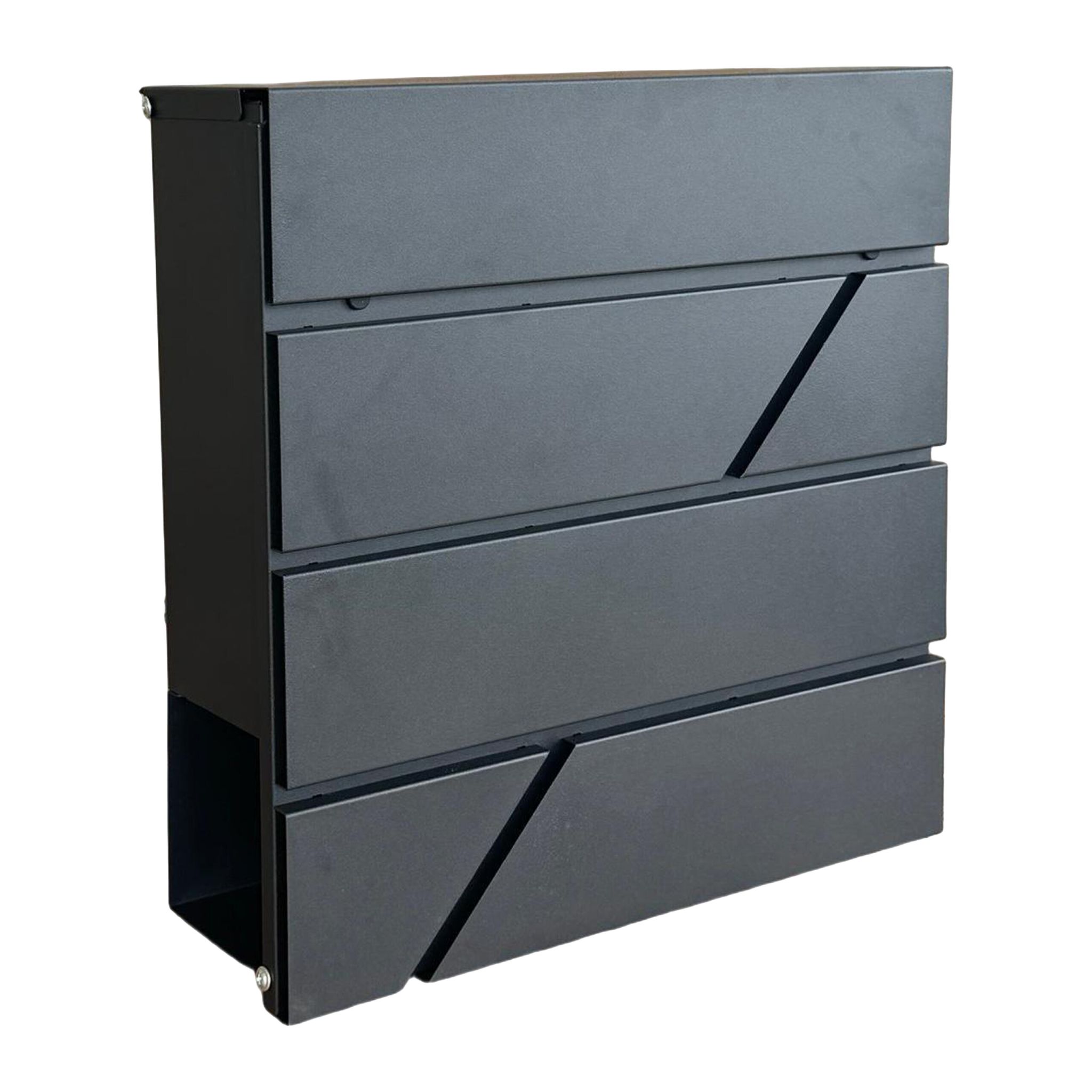 Briefkasten mit Zeitungsfach Metall Schwarz