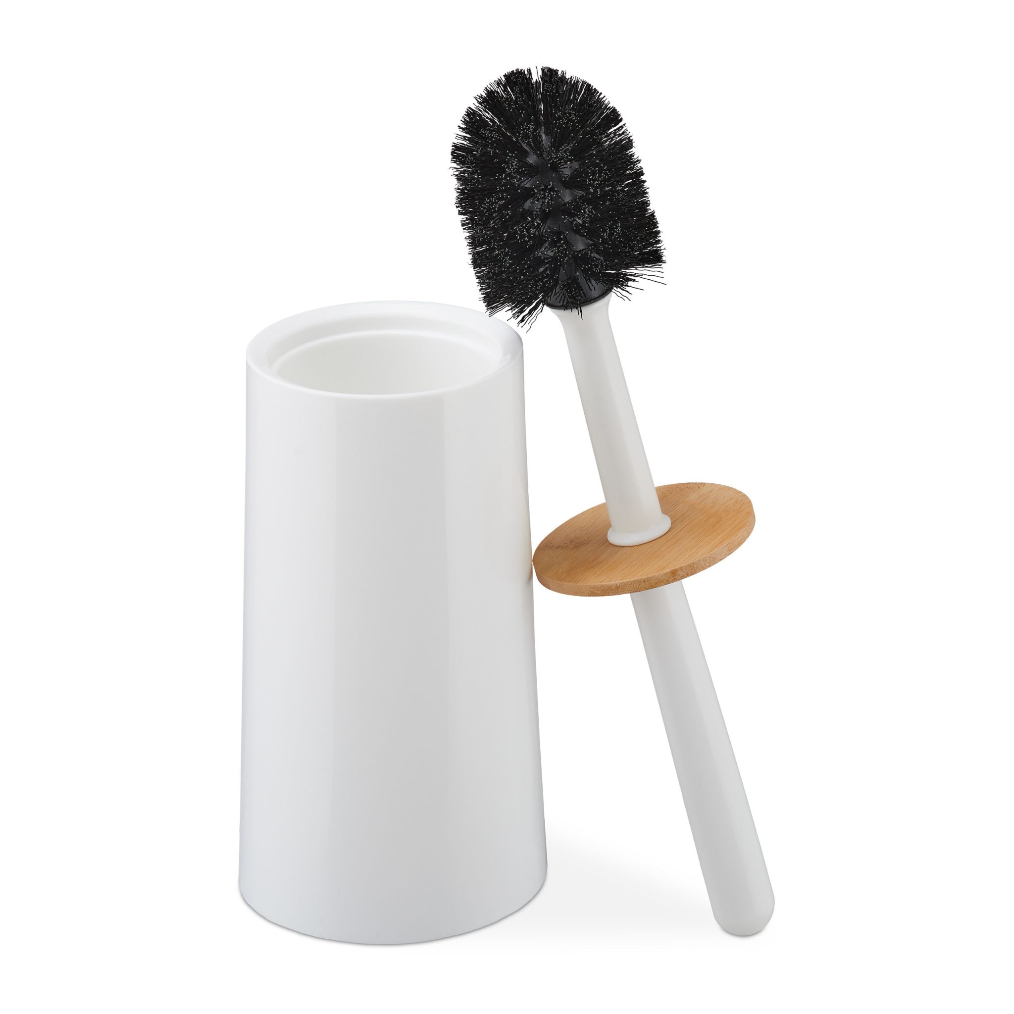 Toilettenbürste mit Behälter Weiss-Hellbraun-Schwarz