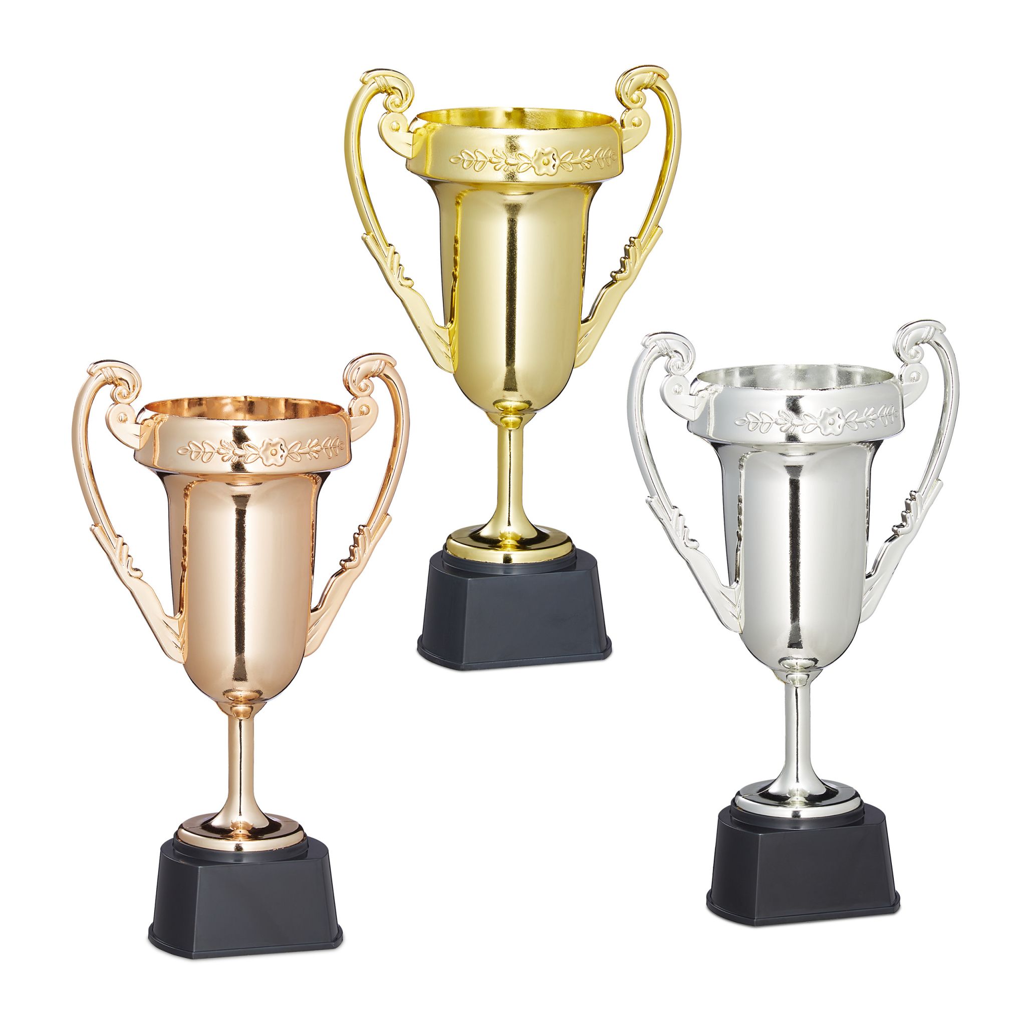 Pokale 3er-Set Braun-Gold-Silber