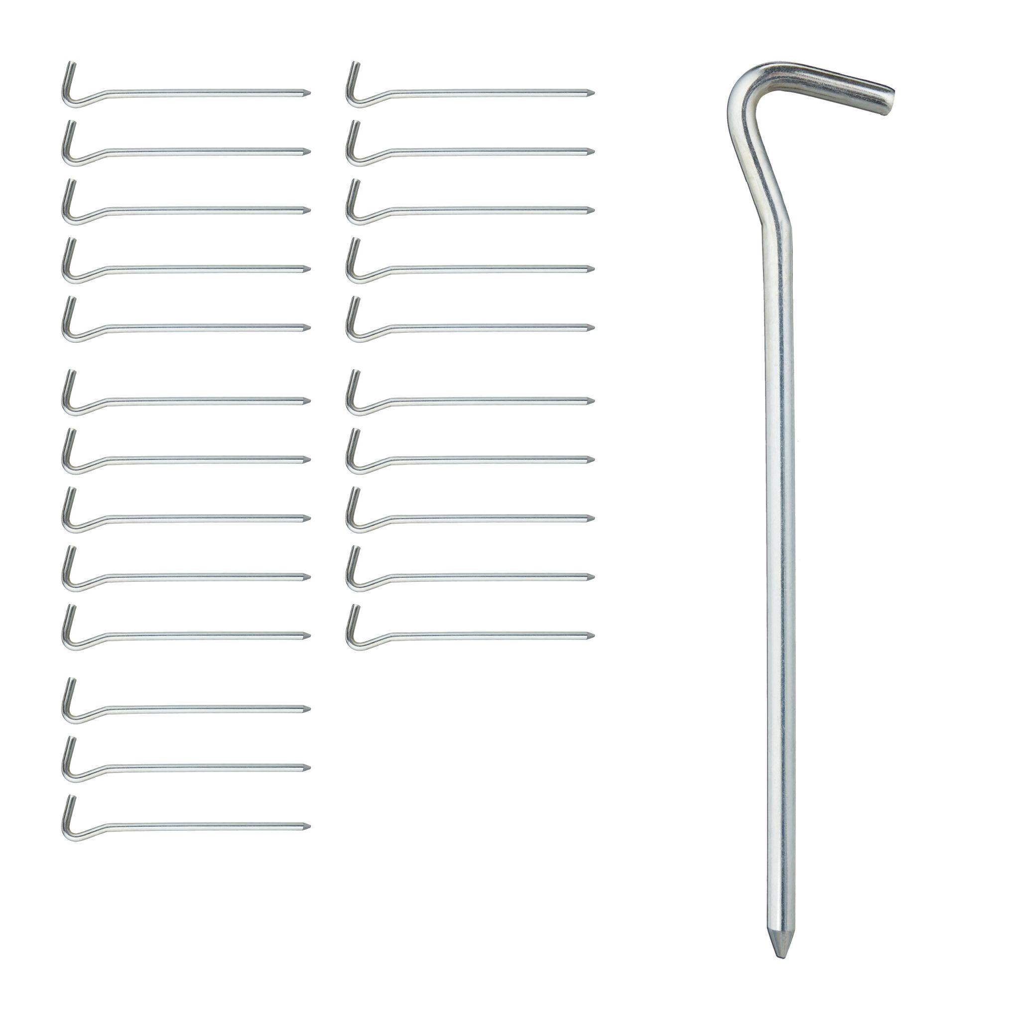 Zeltheringe rund 24er-Set Silber
