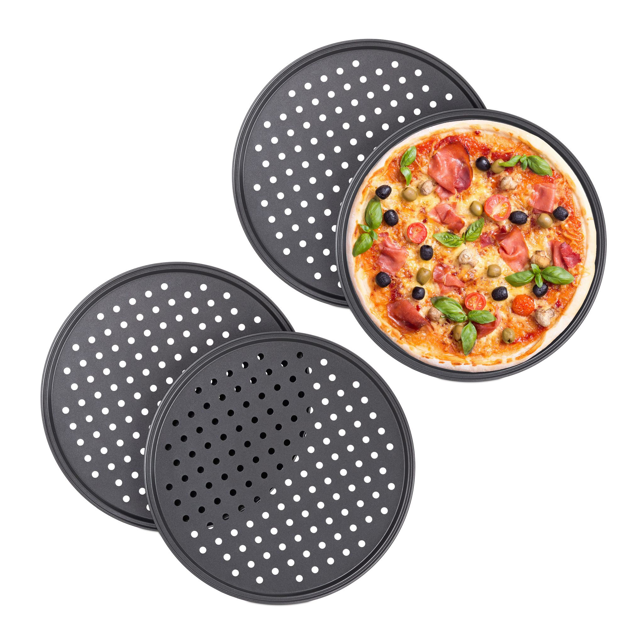 Knusper Pizzablech 4er-Set Anthrazit