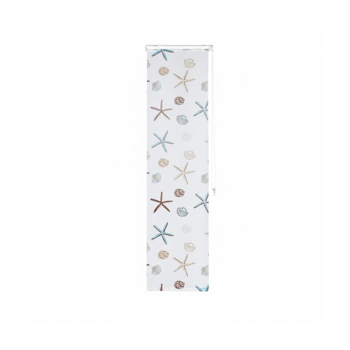 Duschrollo OCEAN Weiss-Braun-Hellblau