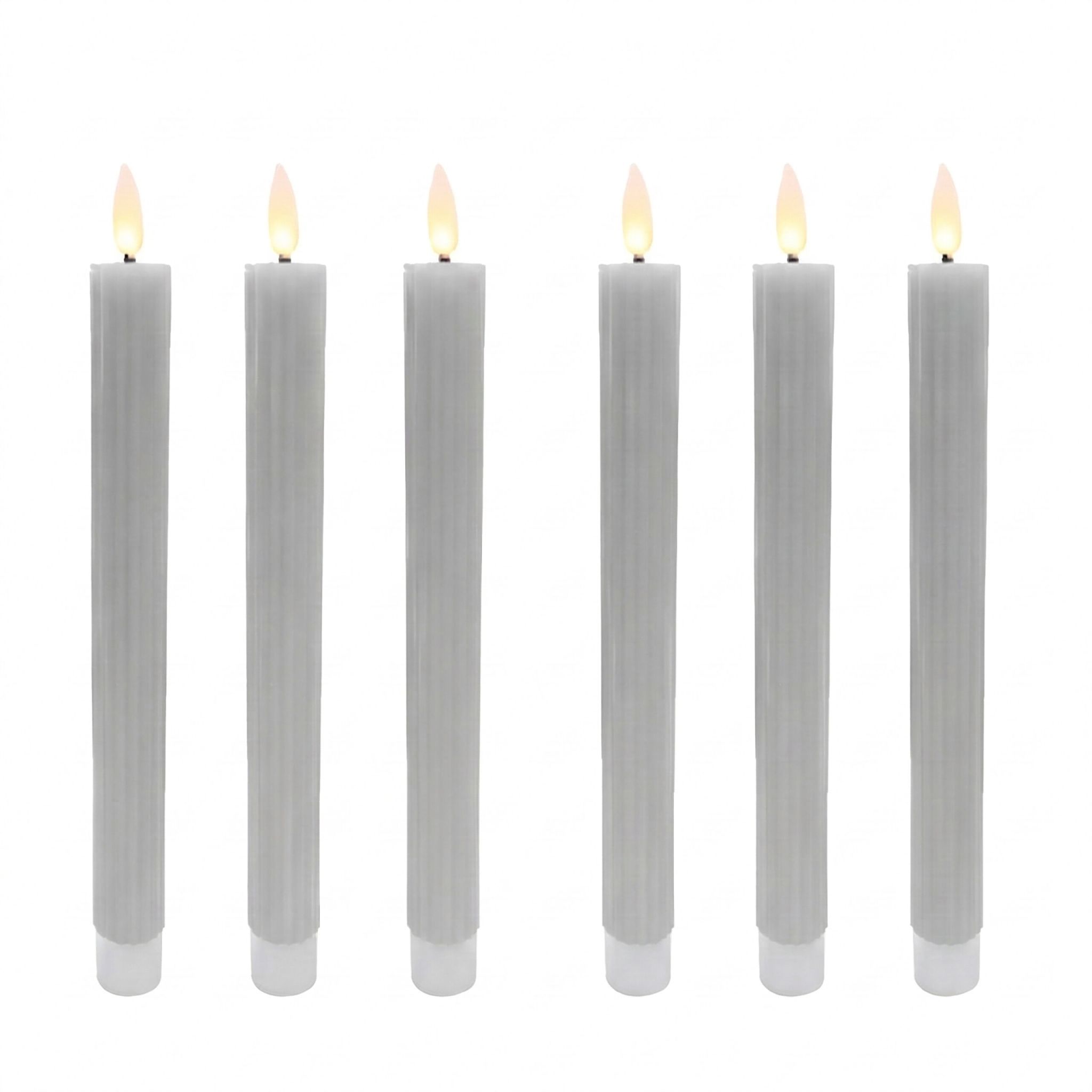 LED Stabkerzen 6er-Set Grau