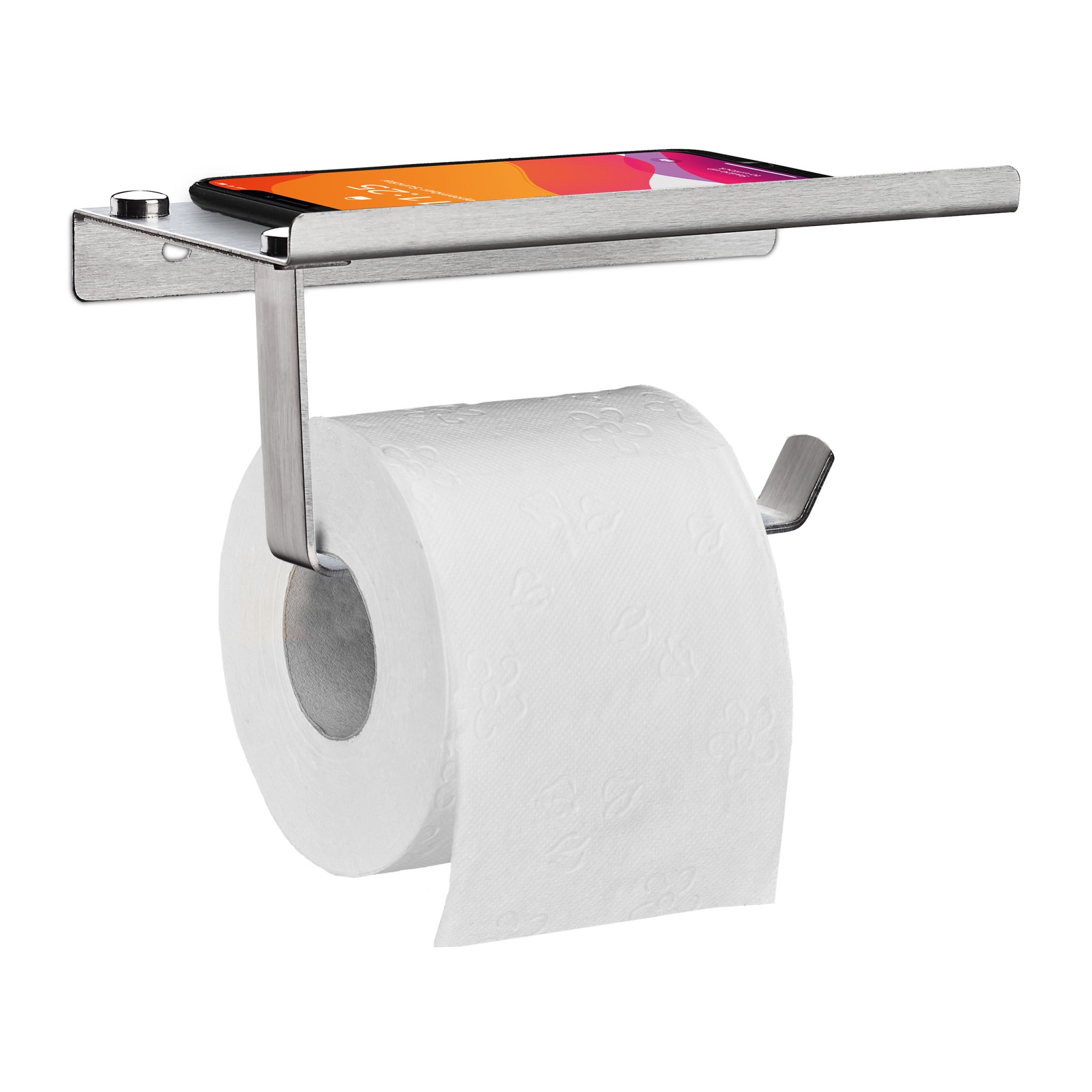 Toilettenpapierhalter mit Ablage Silber